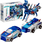 Jucarie Transformabila 2in1, Flippy, Silver Wing Flying Dragon, Masina/Dragon, Atractie Magnetica, +6 Ani, din ABS,