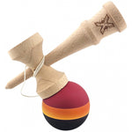 Kendama Originala X, Profesionala, Flippy, Rubber Grip, din Lemn, 18 cm, Rosu/Galben/Negru