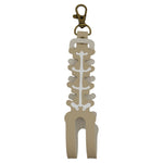 Husa pentru Kendama, Flippy, tip Pandativ/Breloc, Imprimeu Skull, din Piele Ecologica, 26 x 3.2 cm, Bej deschis