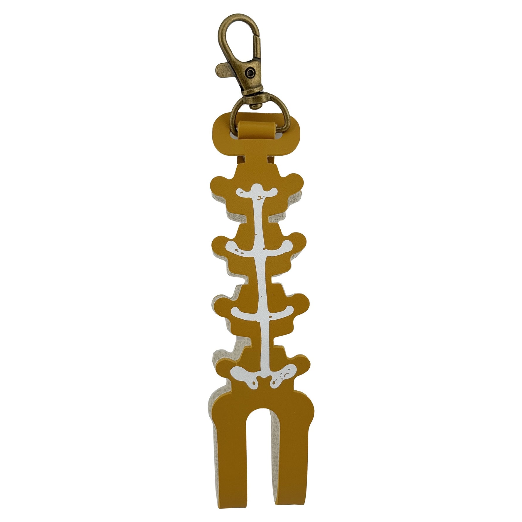 Husa pentru Kendama, Flippy, tip Pandativ/Breloc, Imprimeu Skull, din Piele Ecologica, 26 x 3.2 cm, Maro deschis