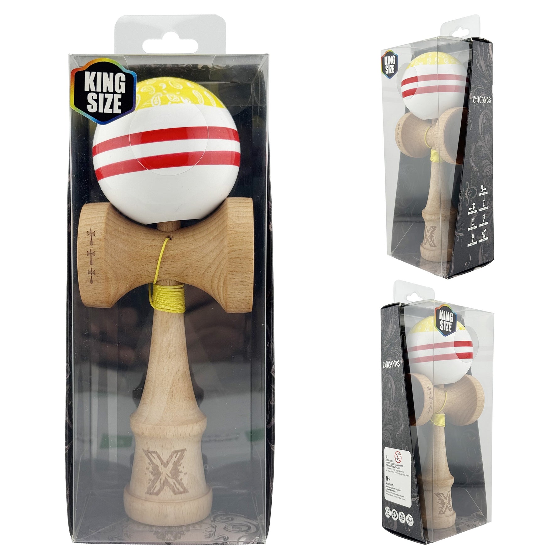 Kendama X CHICANOS Originala, Profesionala, Flippy, Big Cups V2, Super Sticky cu Cupe Mari, Rulment Metalic, din lemn