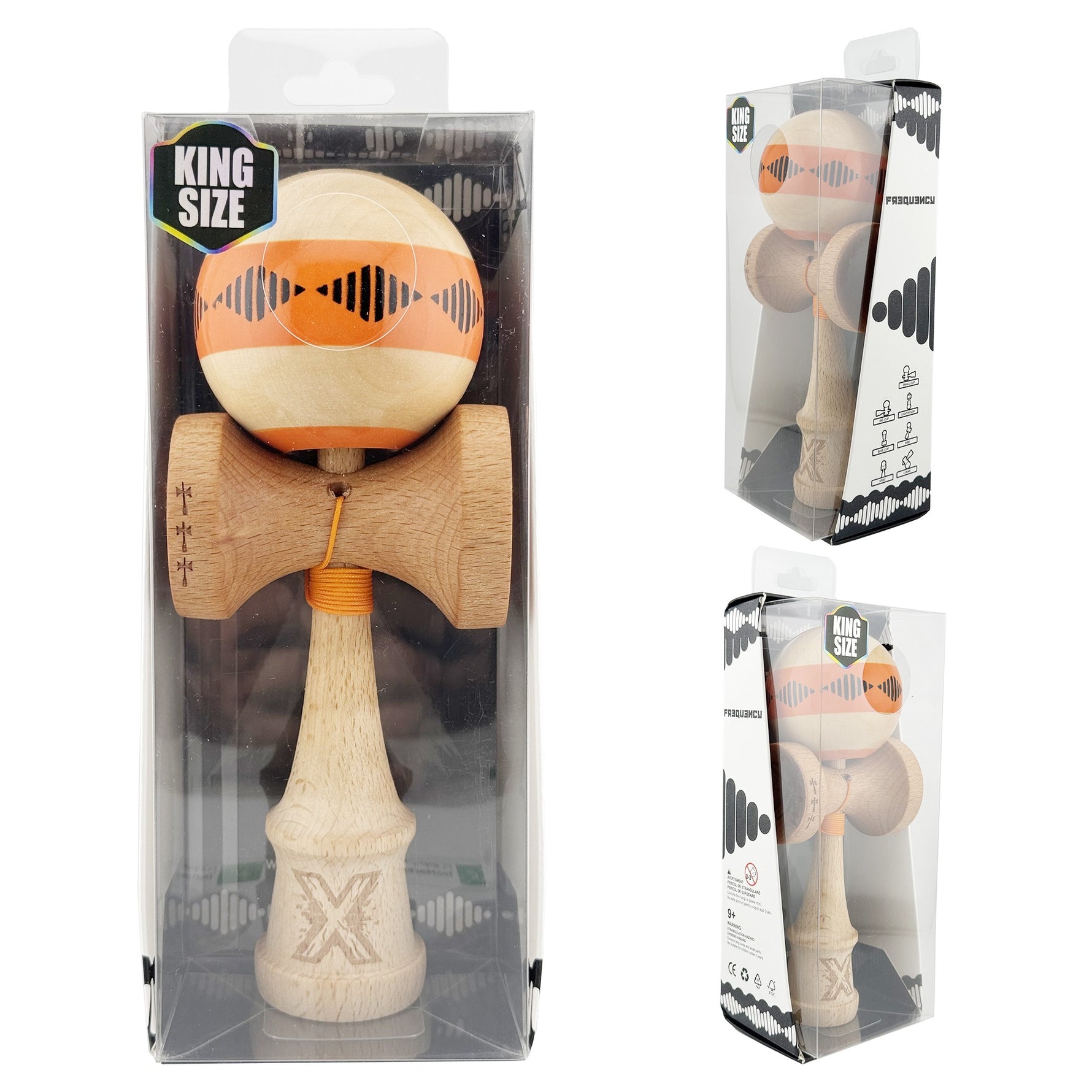 Kendama X FREQUENCY Originala, Profesionala, Flippy, Big Cups V2, Super Sticky cu Cupe Mari, Rulment Metalic, din lemn
