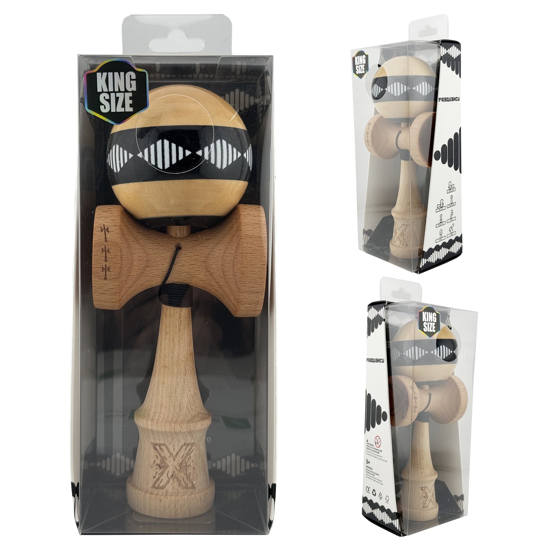 Kendama X FREQUENCY Originala, Profesionala, Flippy, Big Cups V2, Super Sticky cu Cupe Mari, Rulment Metalic, din lemn