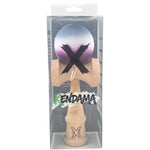 Kendama X Originala, Profesionala, Flippy, Rubber Grip, din Lemn, 18 cm, Gri/Alb/Mov