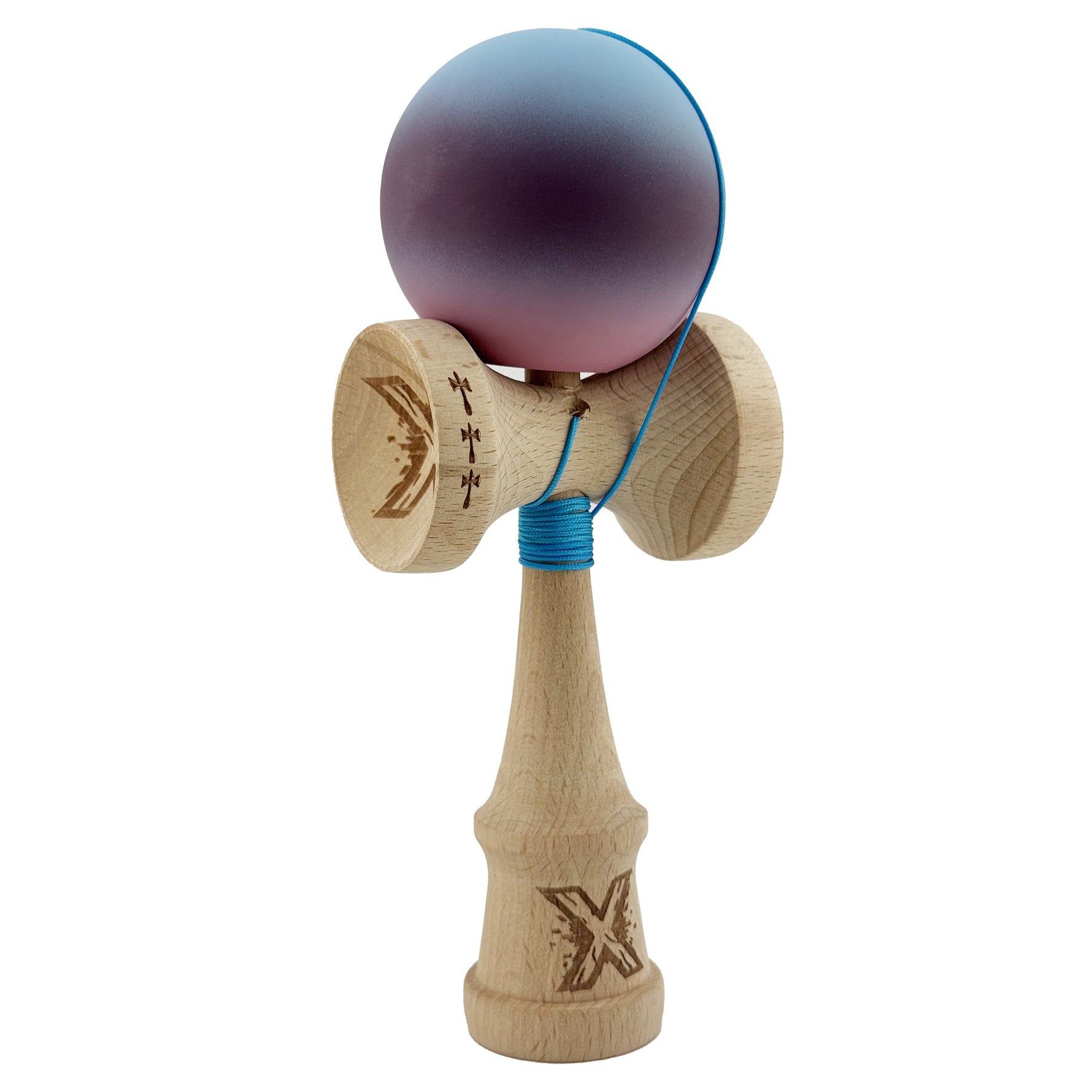 Kendama X Originala, Profesionala, Flippy, Big Cups V2, Rubber Grip cu Cupe Mari, Rulment Metalic cu Ata 55 cm,