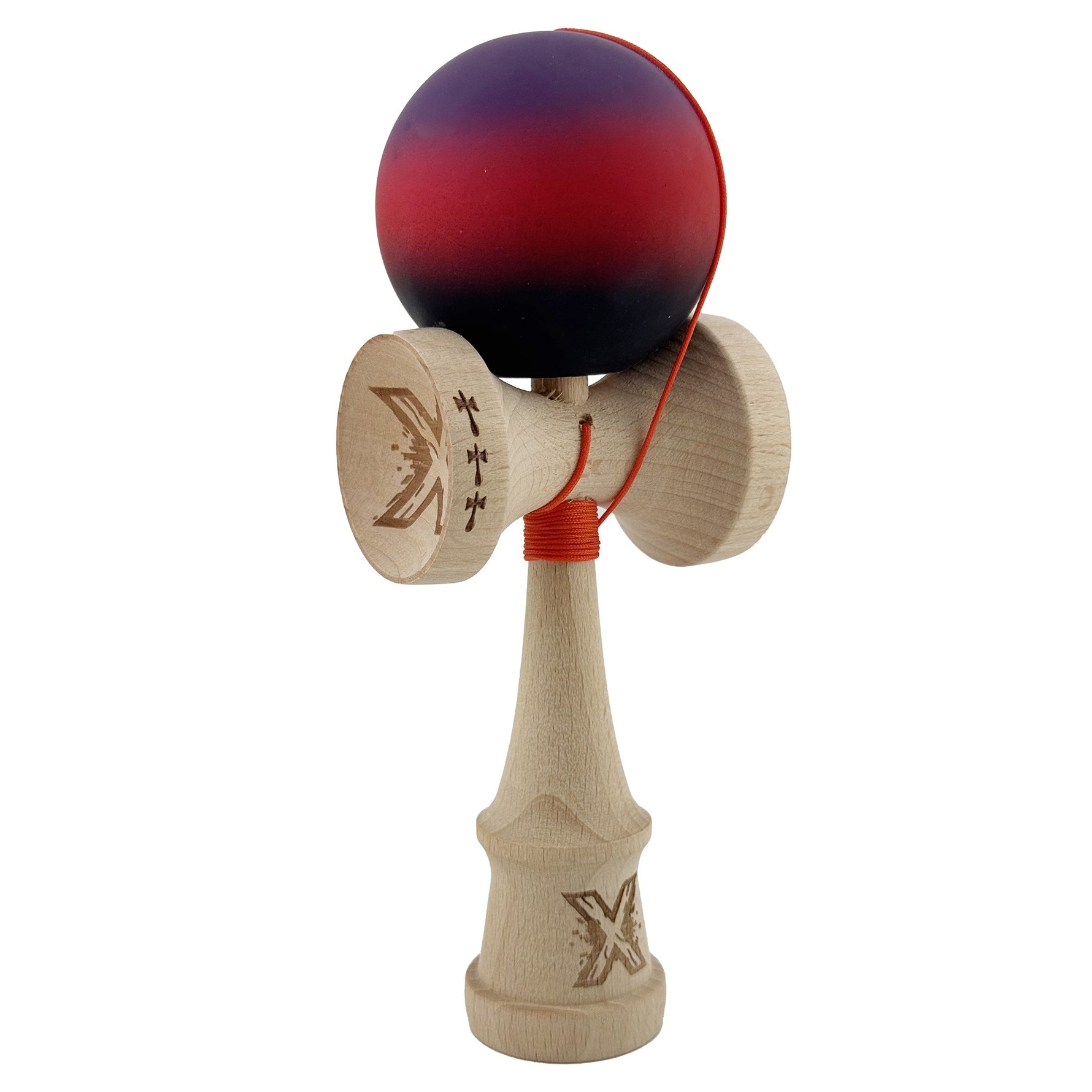 Kendama X Originala, Profesionala, Flippy, Big Cups V2, Rubber Grip cu Cupe Mari, Rulment Metalic cu Ata 55 cm,