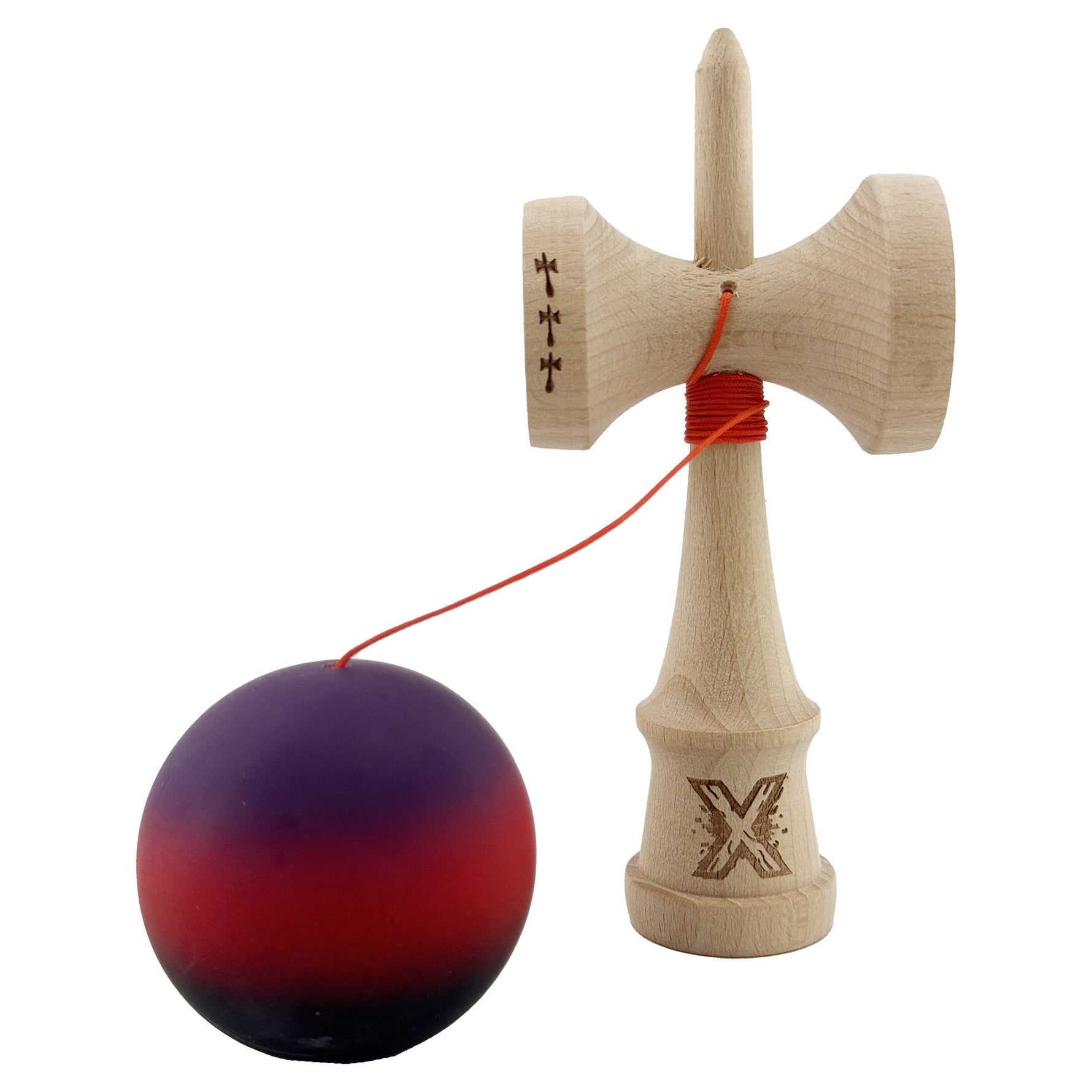 Kendama X Originala, Profesionala, Flippy, Big Cups V2, Rubber Grip cu Cupe Mari, Rulment Metalic cu Ata 55 cm,