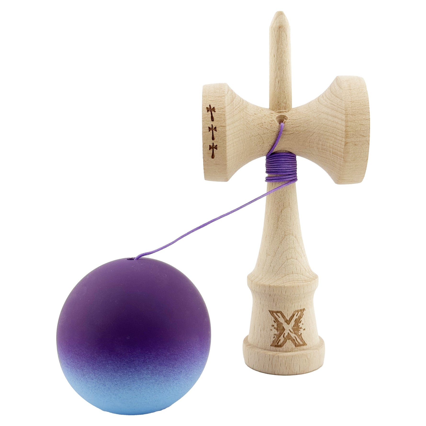 Kendama X Originala, Profesionala, Flippy, Big Cups V2, Rubber Grip cu Cupe Mari, Rulment Metalic cu Ata 55 cm,