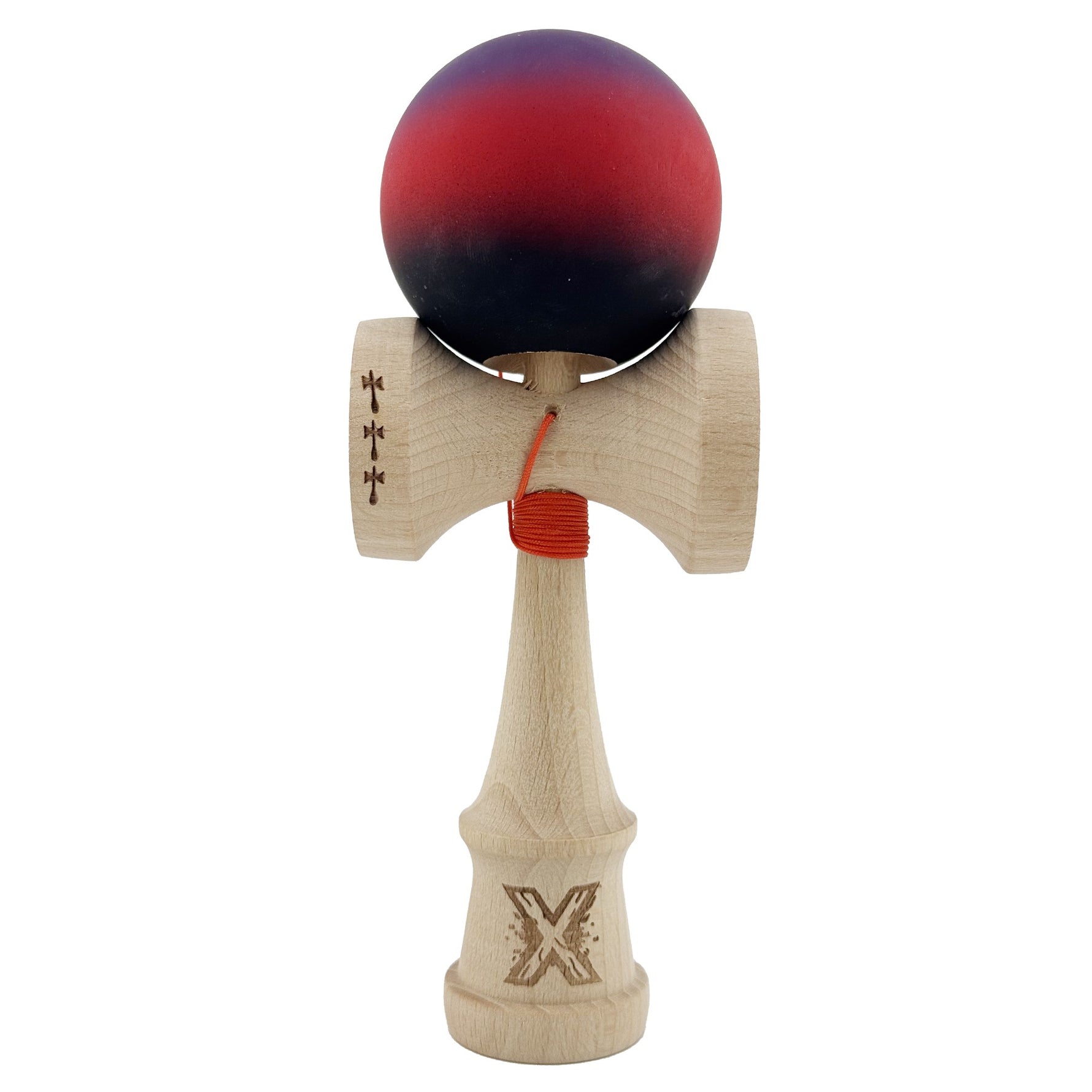 Kendama X Originala, Profesionala, Flippy, Big Cups V2, Rubber Grip cu Cupe Mari, Rulment Metalic cu Ata 55 cm,