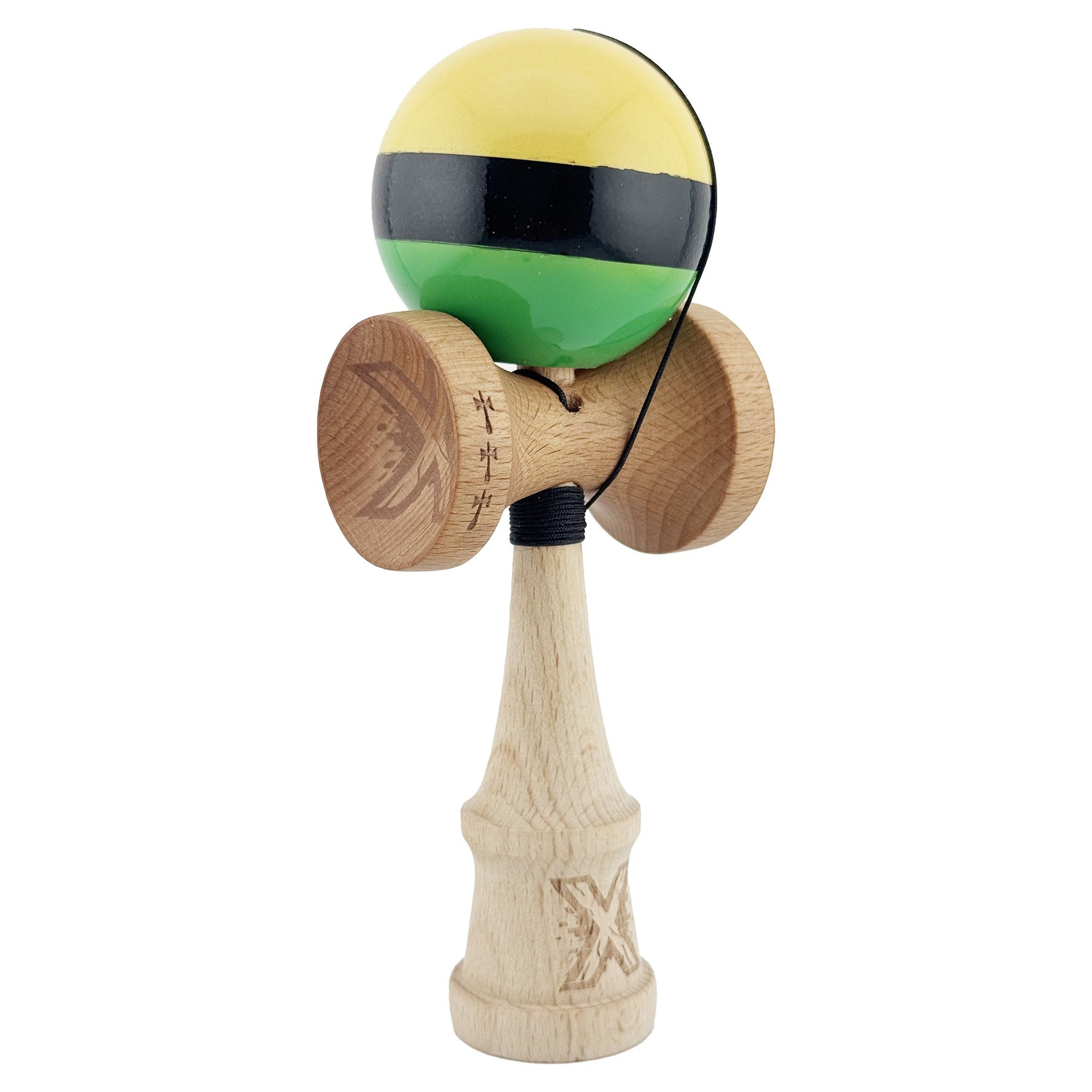 Kendama X Originala, Profesionala, Flippy, Big Cups V2, Super Sticky cu Cupe Mari, din lemn 18 cm, Rulment Metalic cu