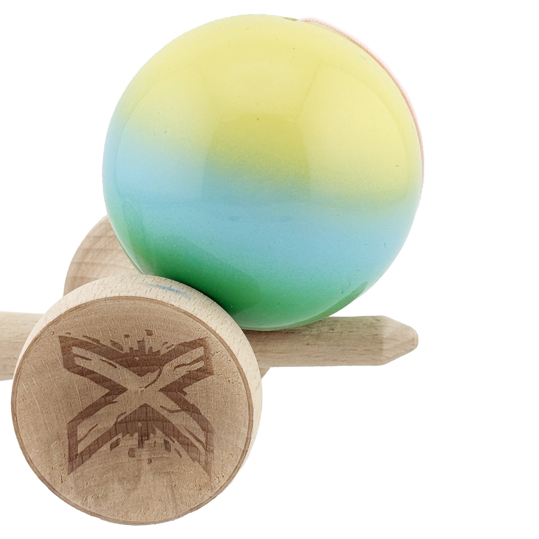 Kendama X Originala, Profesionala, Flippy, Big Cups V2, Super Sticky cu Cupe Mari, din lemn 18 cm, Rulment Metalic cu