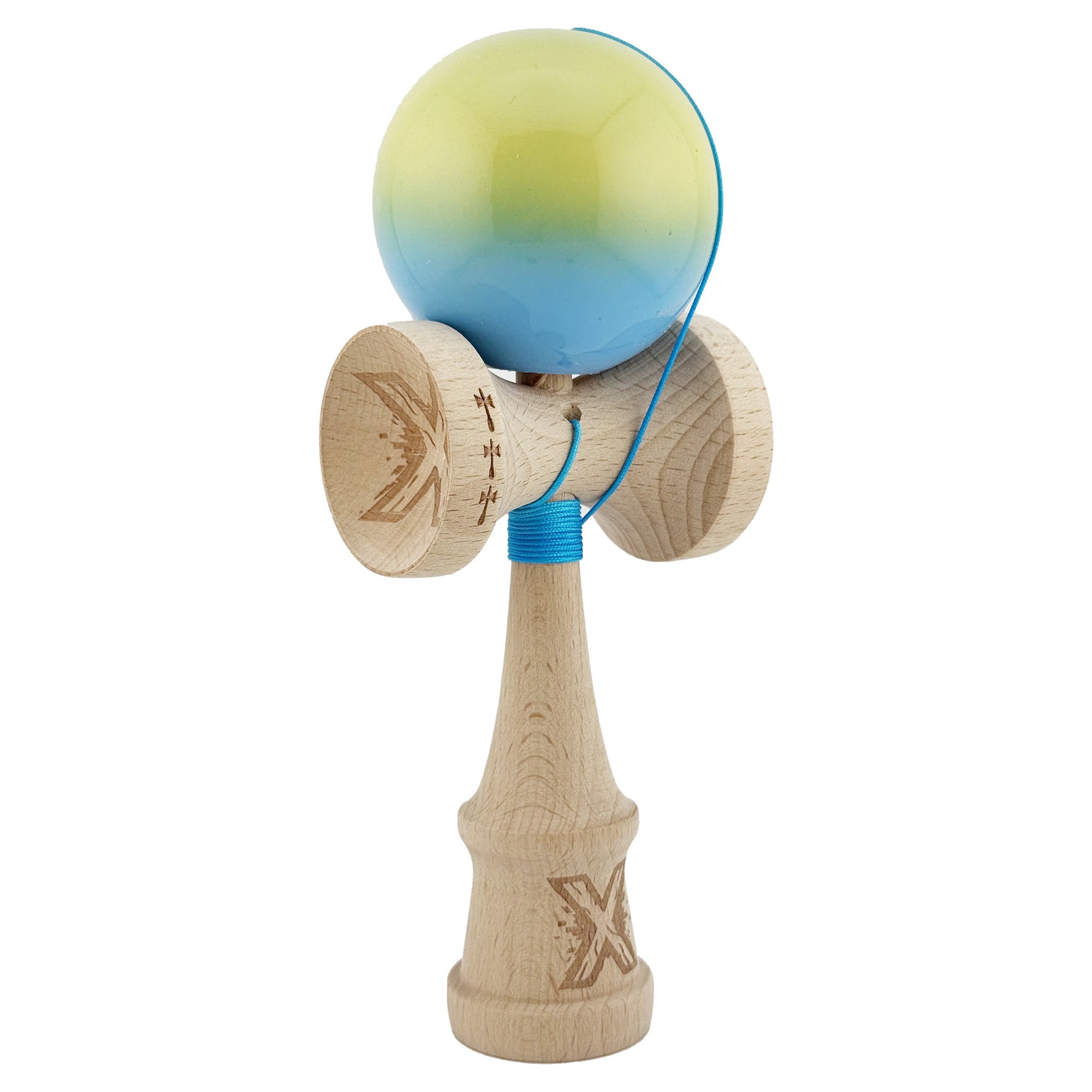 Kendama X Originala, Profesionala, Flippy, Big Cups V2, Super Sticky cu Cupe Mari, din lemn 18 cm, Rulment Metalic cu