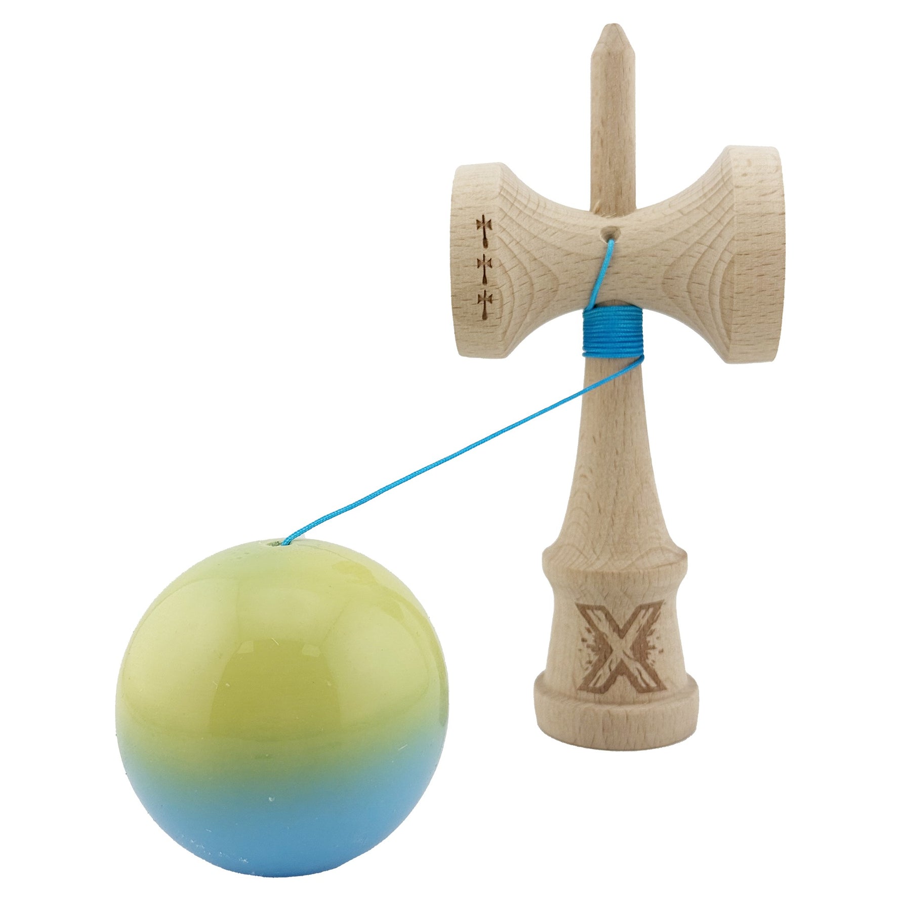 Kendama X Originala, Profesionala, Flippy, Big Cups V2, Super Sticky cu Cupe Mari, din lemn 18 cm, Rulment Metalic cu