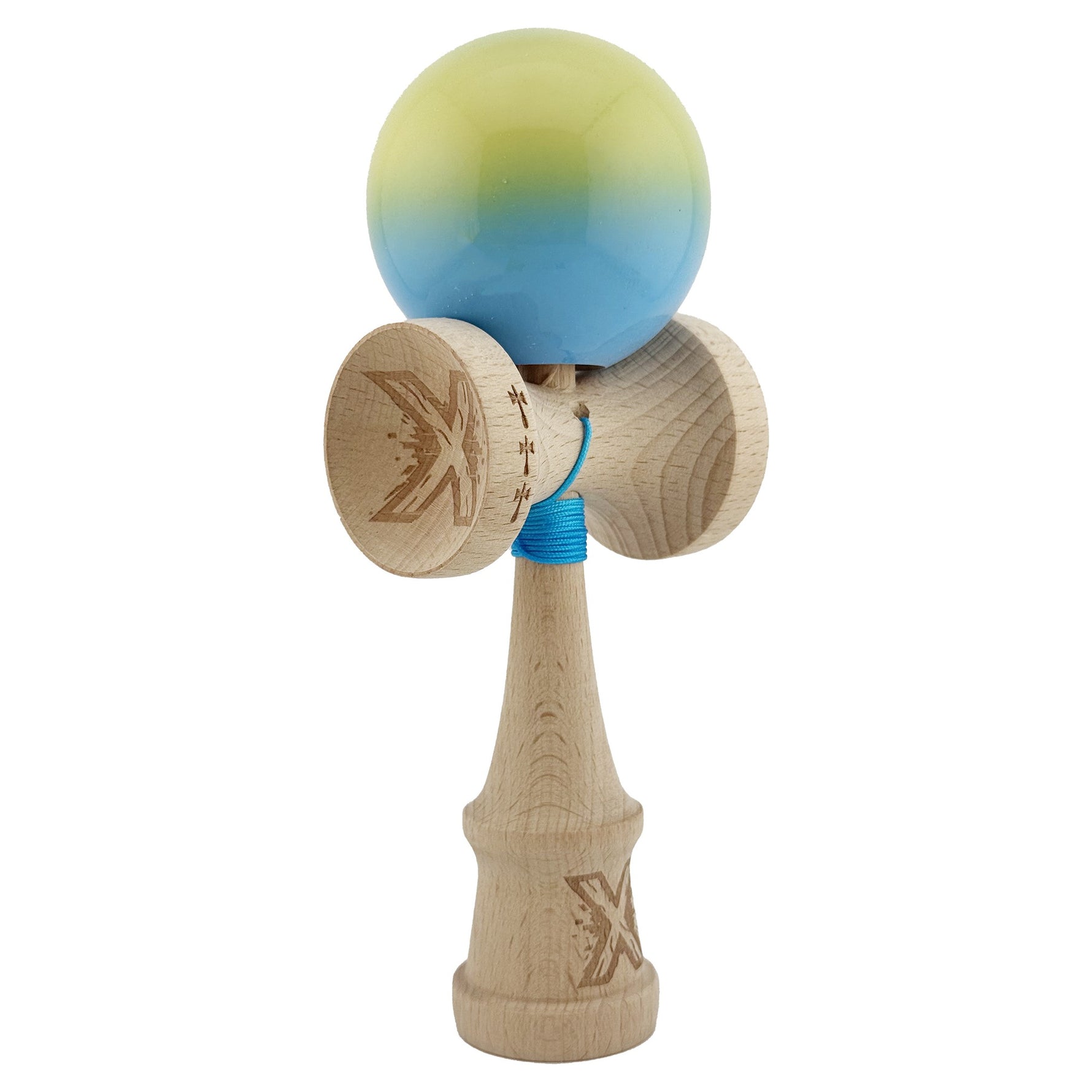 Kendama X Originala, Profesionala, Flippy, Big Cups V2, Super Sticky cu Cupe Mari, din lemn 18 cm, Rulment Metalic cu