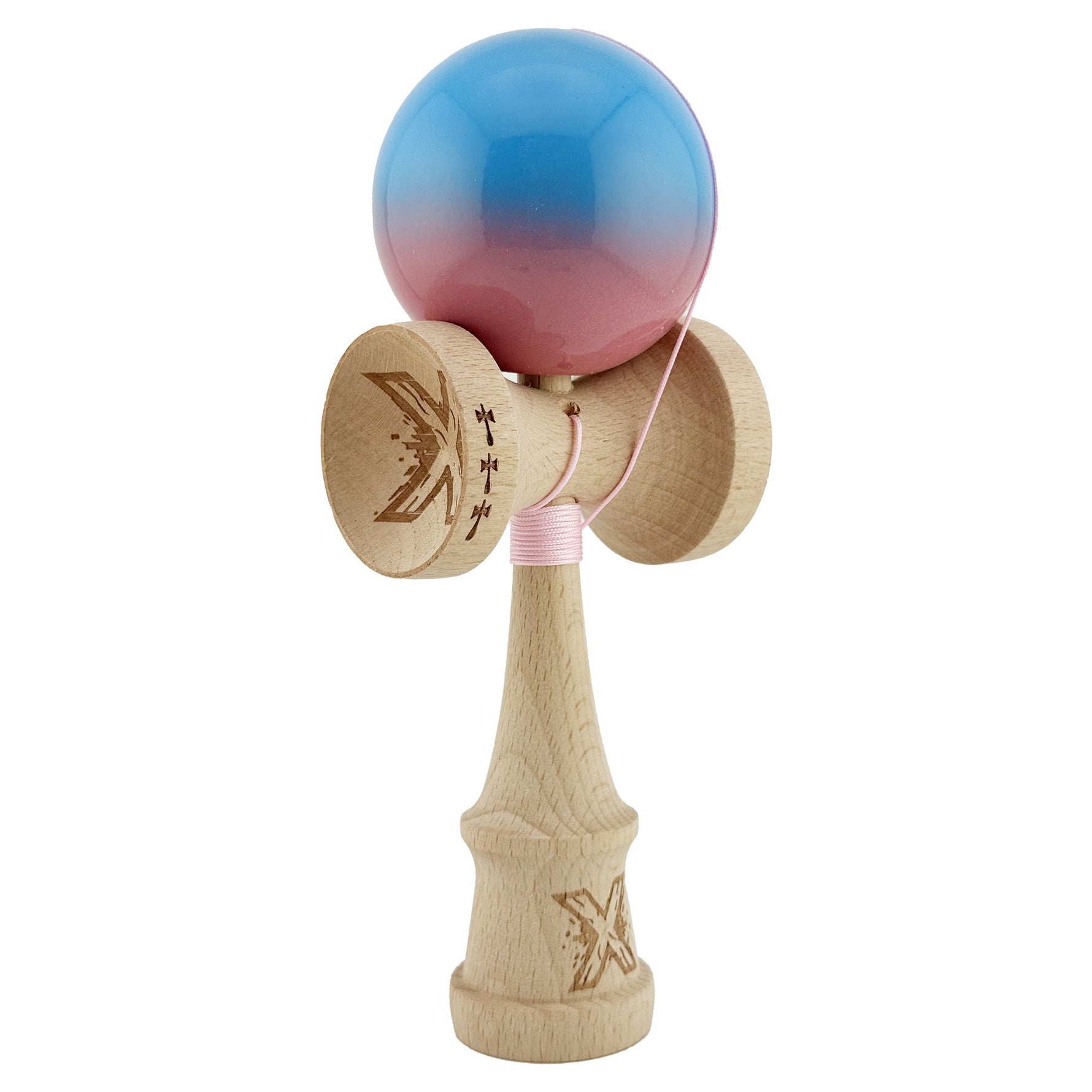 Kendama X Originala, Profesionala, Flippy, Big Cups V2, Super Sticky cu Cupe Mari, din lemn 18 cm, Rulment Metalic cu