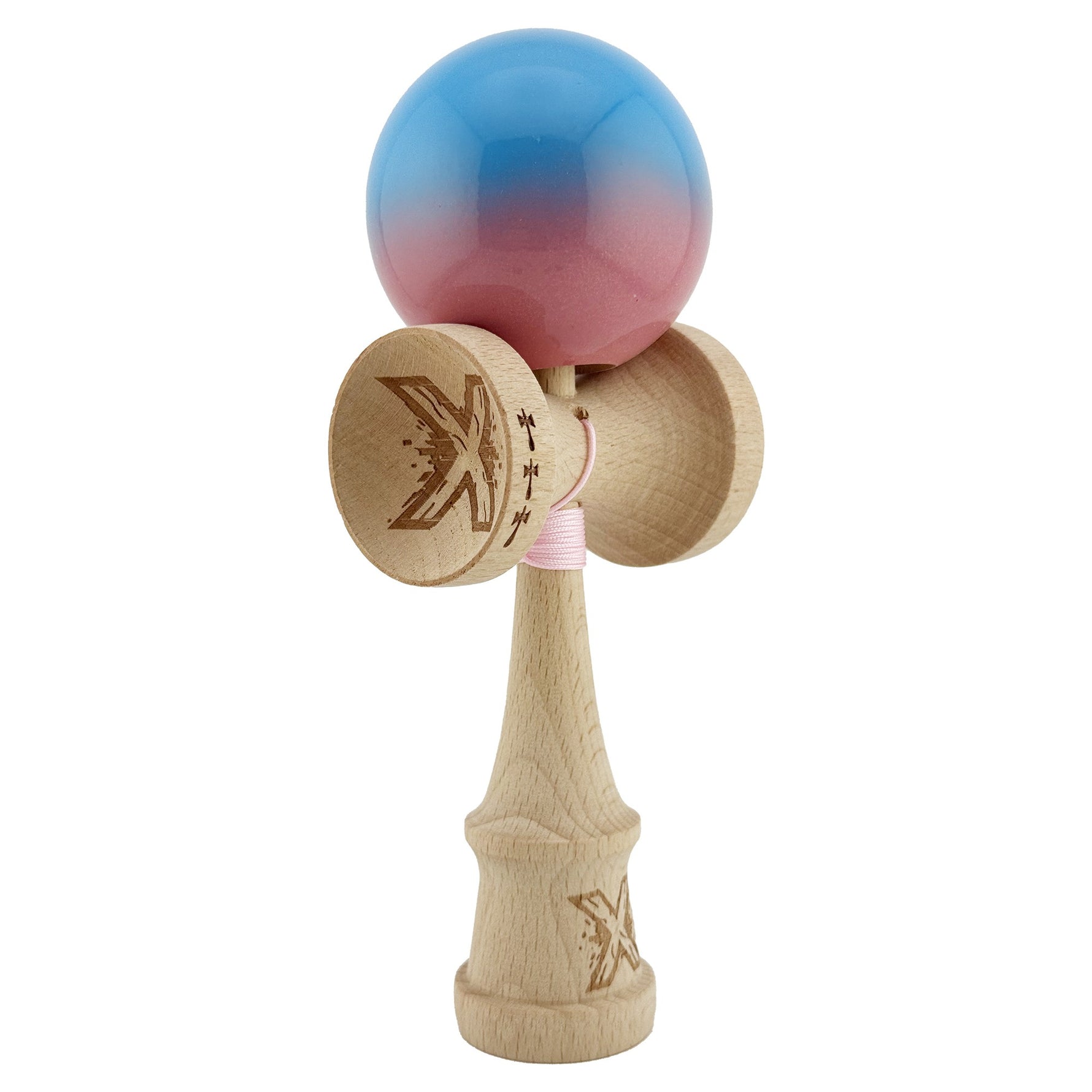 Kendama X Originala, Profesionala, Flippy, Big Cups V2, Super Sticky cu Cupe Mari, din lemn 18 cm, Rulment Metalic cu