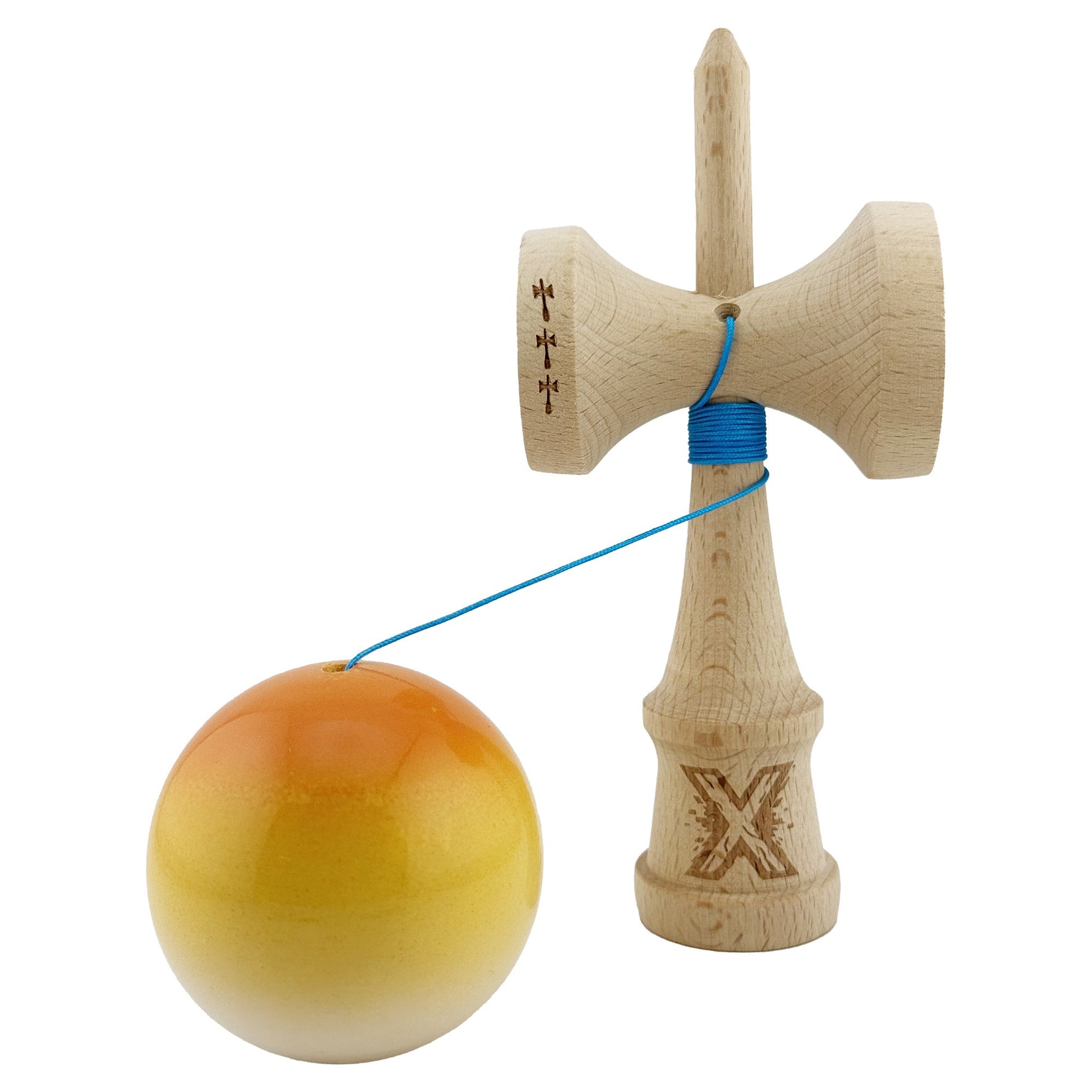 Kendama X Originala, Profesionala, Flippy, Big Cups V2, Super Sticky cu Cupe Mari, din lemn 18 cm, Rulment Metalic cu