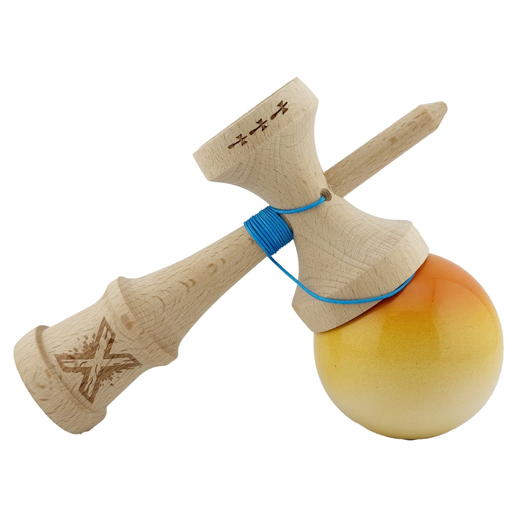 Kendama X Originala, Profesionala, Flippy, Big Cups V2, Super Sticky cu Cupe Mari, din lemn 18 cm, Rulment Metalic cu