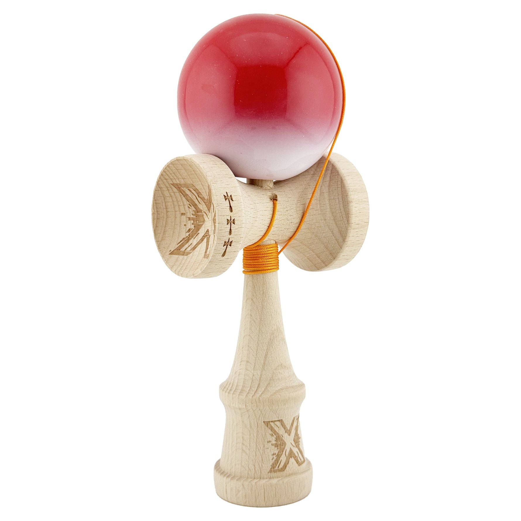 Kendama X Originala, Profesionala, Flippy, Big Cups V2, Super Sticky cu Cupe Mari, din lemn 18 cm, Rulment Metalic cu