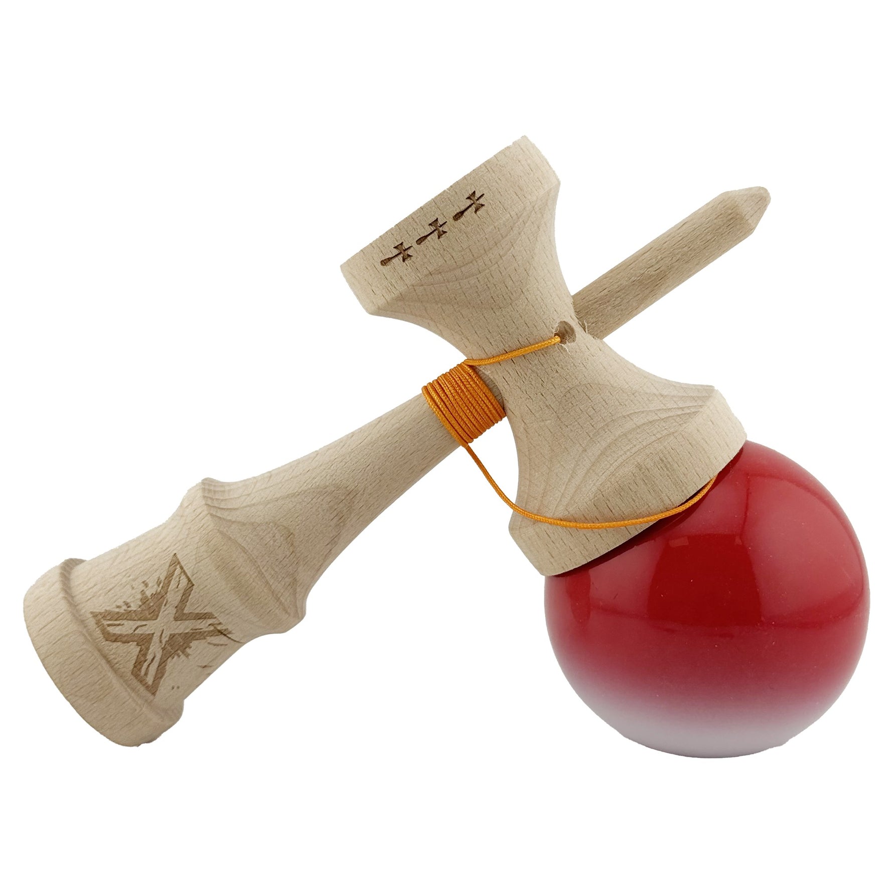 Kendama X Originala, Profesionala, Flippy, Big Cups V2, Super Sticky cu Cupe Mari, din lemn 18 cm, Rulment Metalic cu