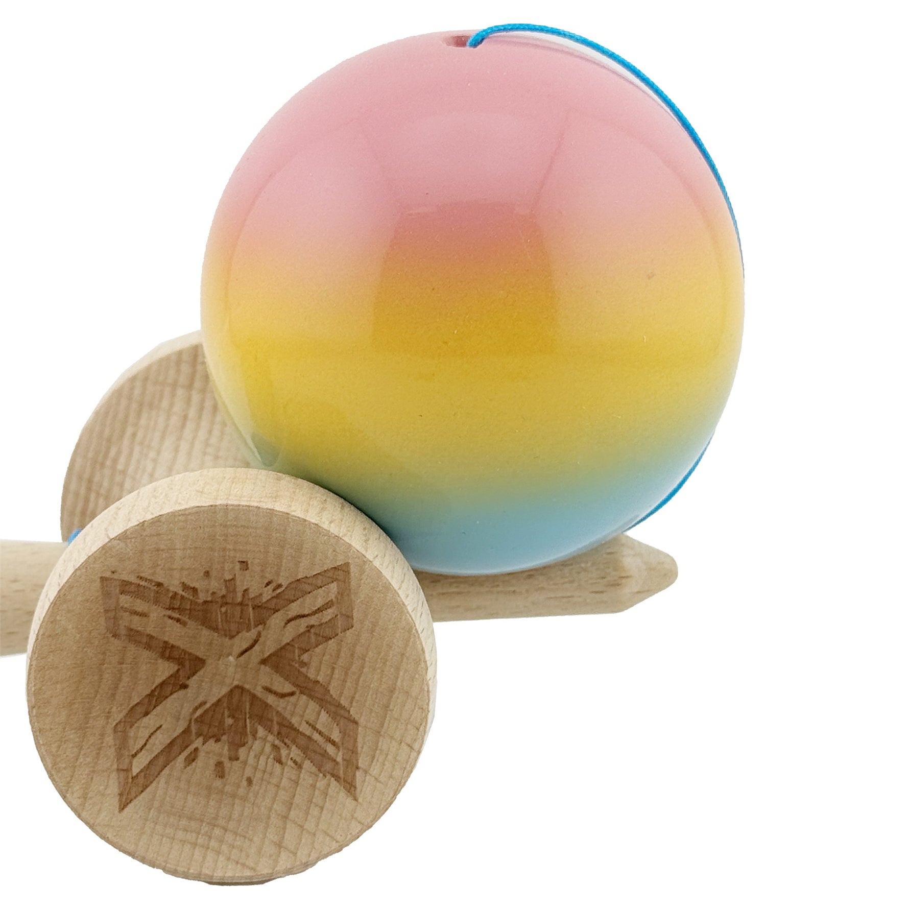 Kendama X Originala, Profesionala, Flippy, Big Cups V2, Super Sticky cu Cupe Mari, din lemn 18 cm, Rulment Metalic cu
