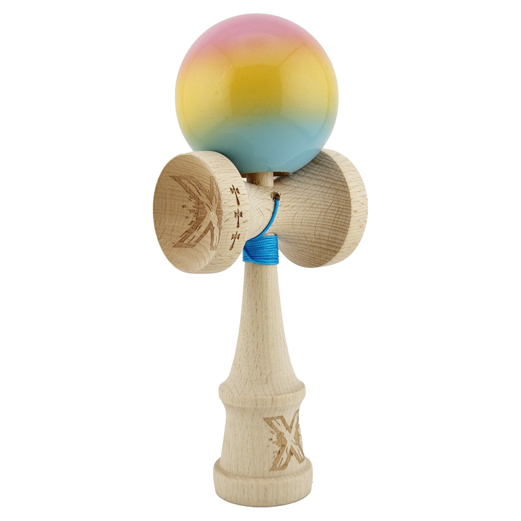Kendama X Originala, Profesionala, Flippy, Big Cups V2, Super Sticky cu Cupe Mari, din lemn 18 cm, Rulment Metalic cu