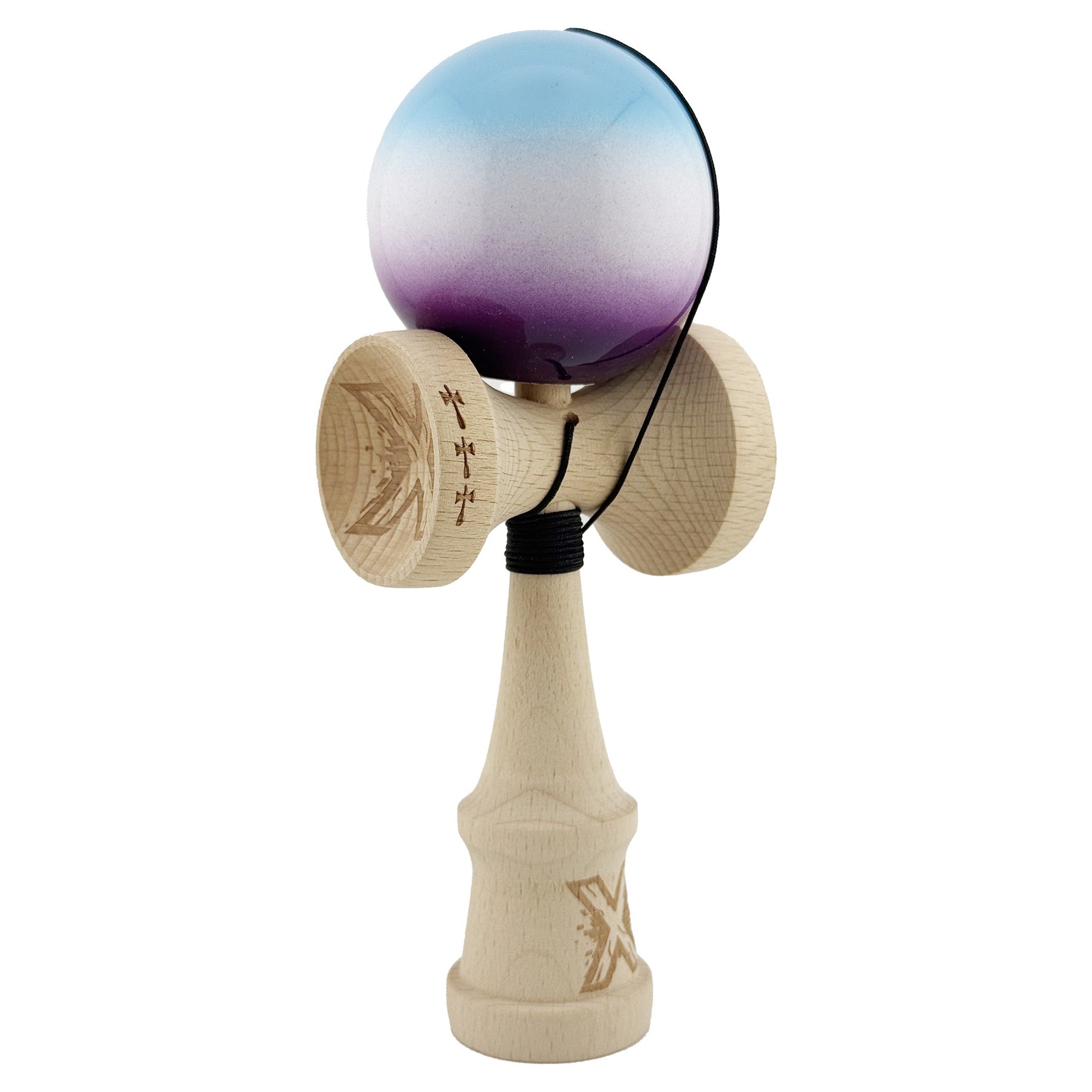 Kendama X Originala, Profesionala, Flippy, Big Cups V2, Super Sticky cu Cupe Mari, din lemn 18 cm, Rulment Metalic cu