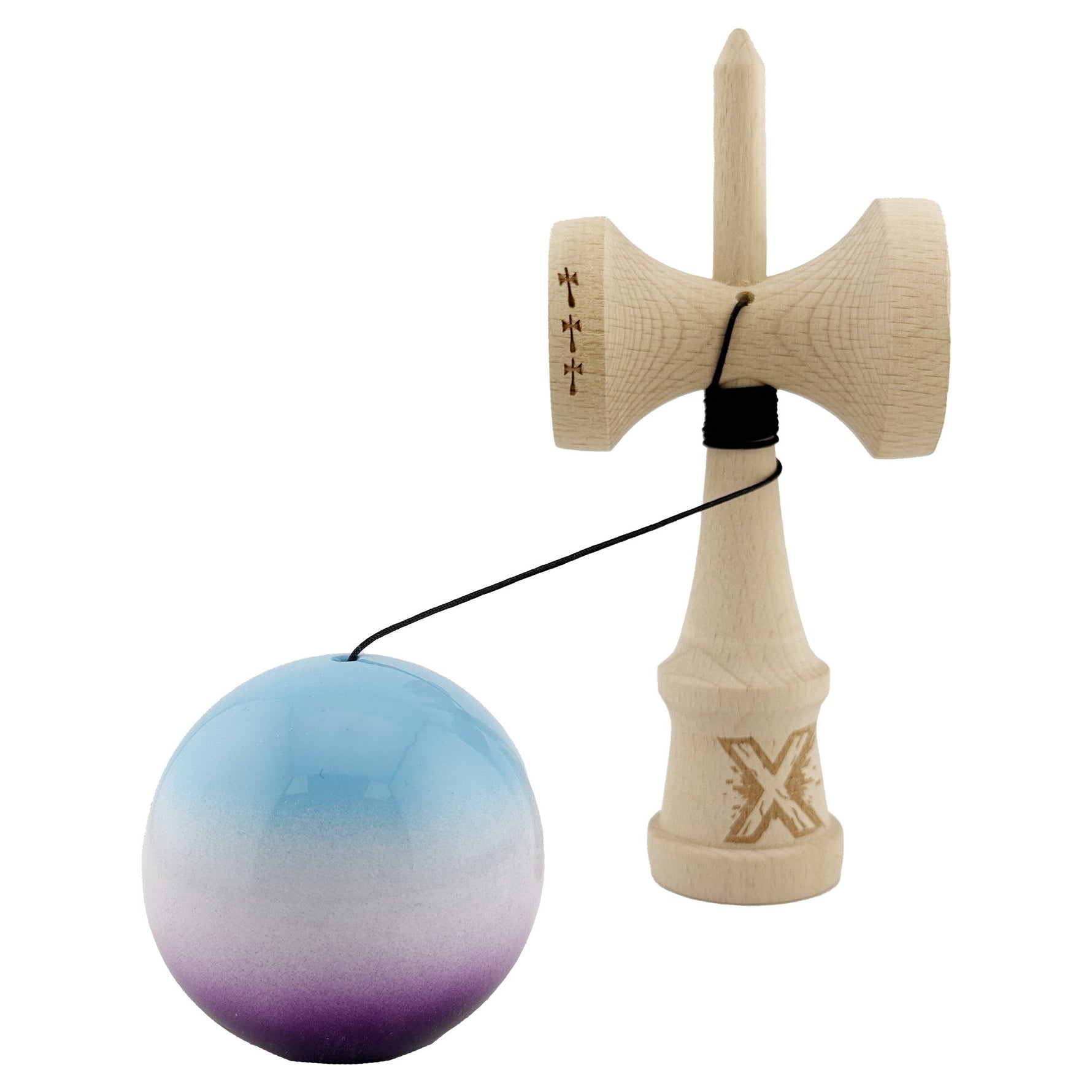 Kendama X Originala, Profesionala, Flippy, Big Cups V2, Super Sticky cu Cupe Mari, din lemn 18 cm, Rulment Metalic cu