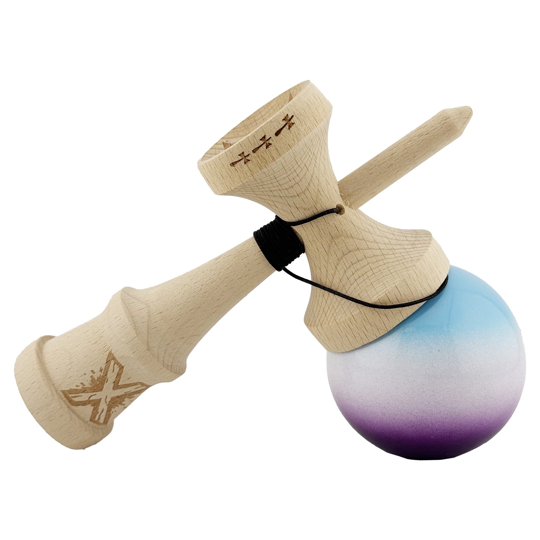Kendama X Originala, Profesionala, Flippy, Big Cups V2, Super Sticky cu Cupe Mari, din lemn 18 cm, Rulment Metalic cu