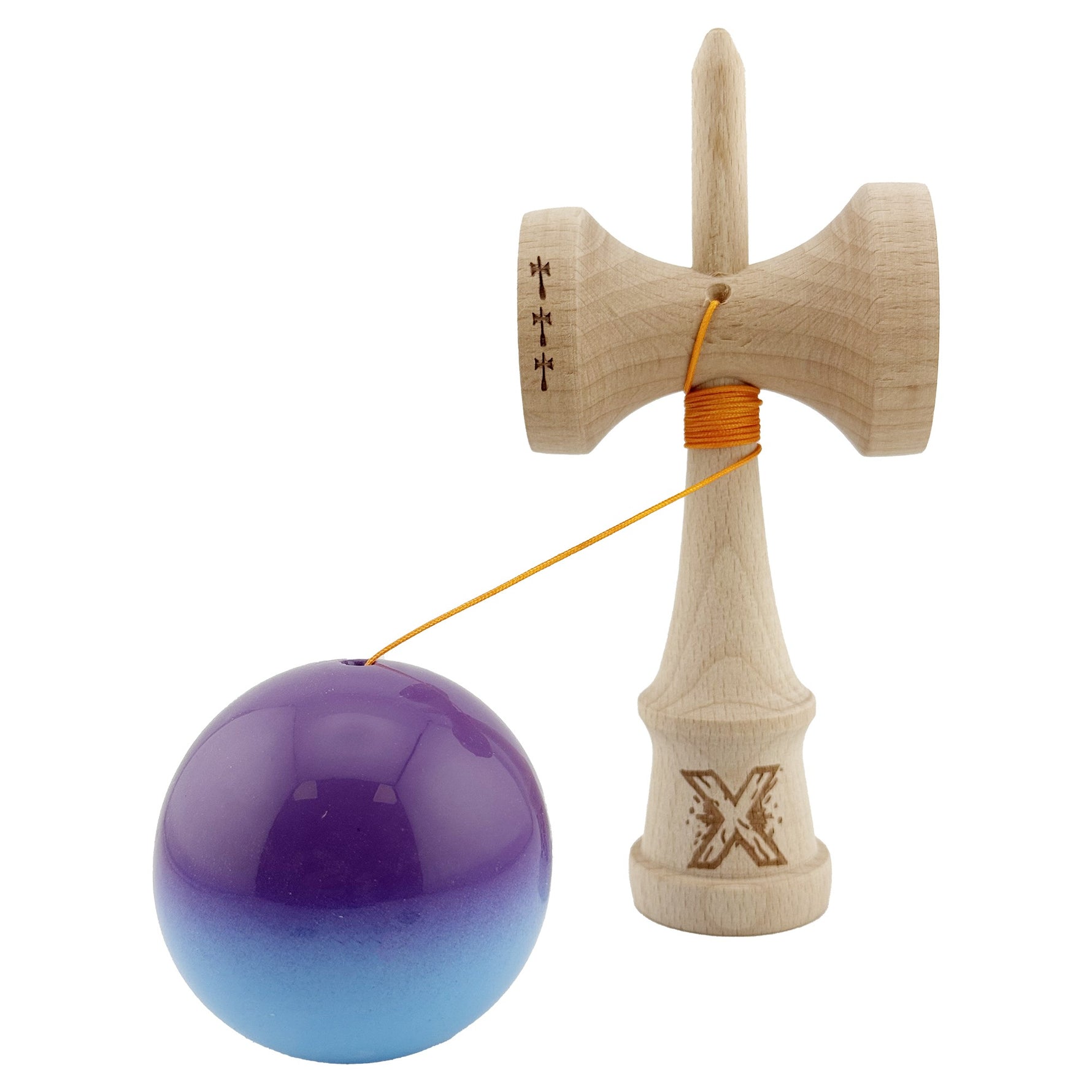 Kendama X Originala, Profesionala, Flippy, Big Cups V2, Super Sticky cu Cupe Mari, din lemn 18 cm, Rulment Metalic cu