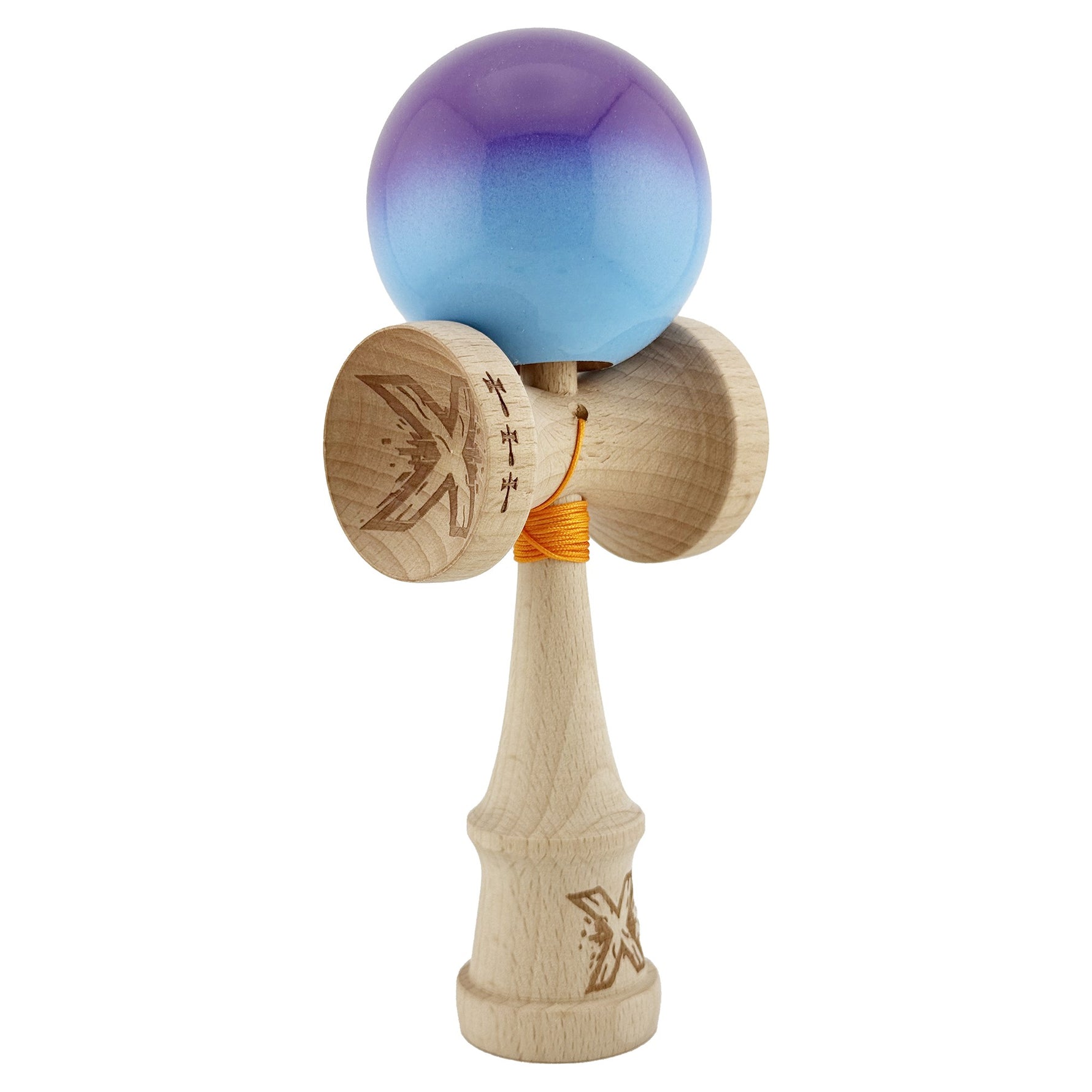 Kendama X Originala, Profesionala, Flippy, Big Cups V2, Super Sticky cu Cupe Mari, din lemn 18 cm, Rulment Metalic cu