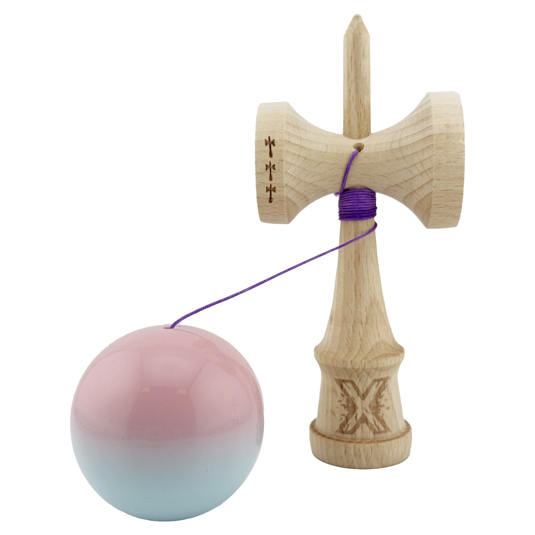 Kendama X Originala, Profesionala, Flippy, Big Cups V2, Super Sticky cu Cupe Mari, din lemn 18 cm, Rulment Metalic cu