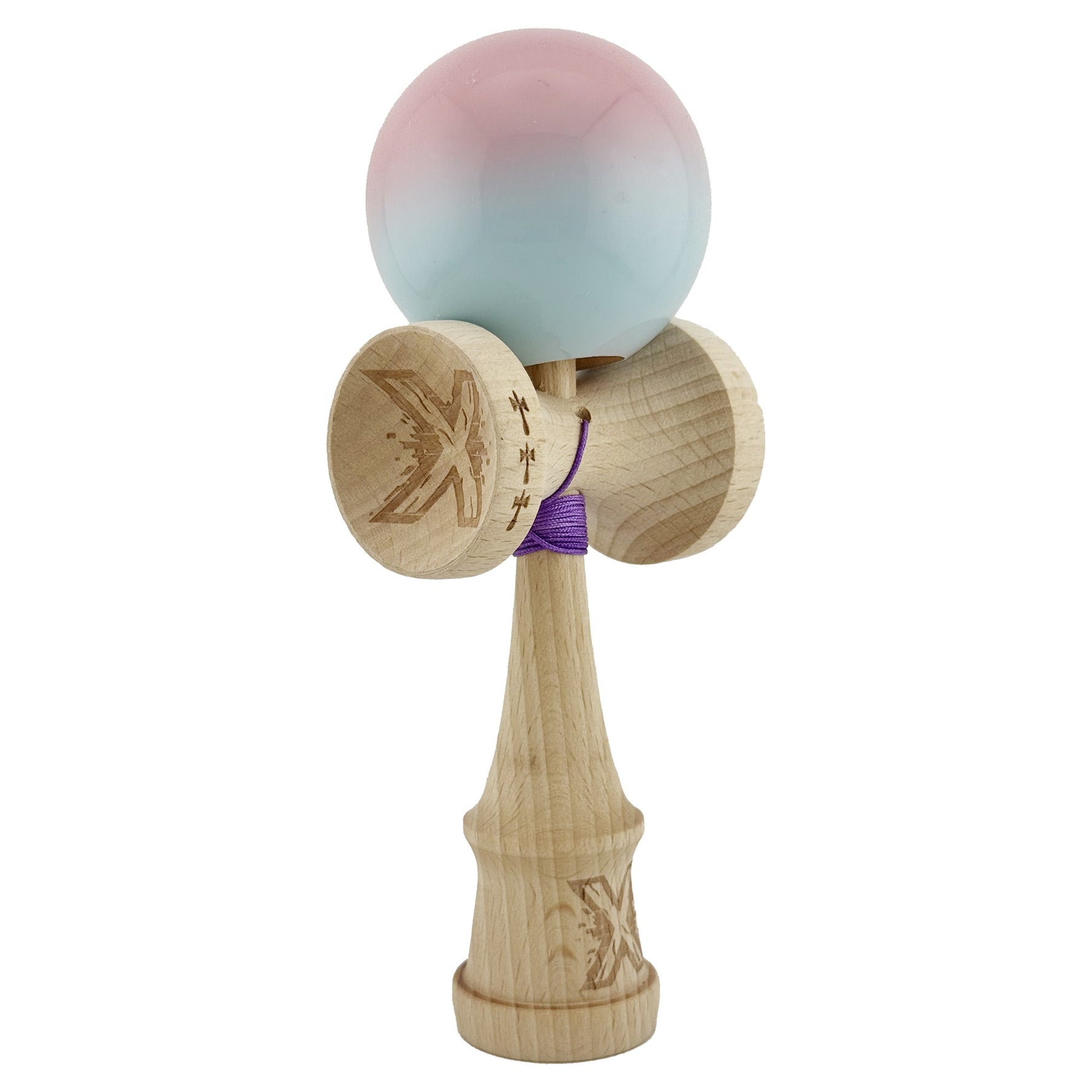 Kendama X Originala, Profesionala, Flippy, Big Cups V2, Super Sticky cu Cupe Mari, din lemn 18 cm, Rulment Metalic cu