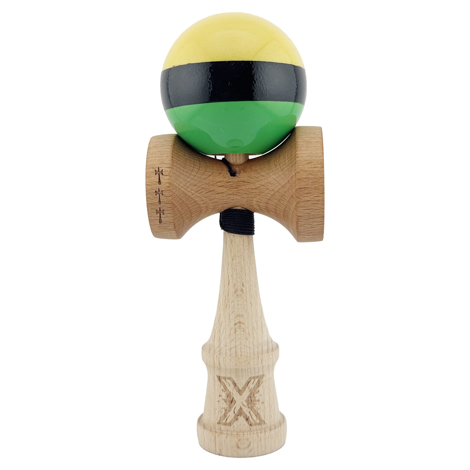 Kendama X Originala, Profesionala, Flippy, Big Cups V2, Super Sticky cu Cupe Mari, din lemn 18 cm, Rulment Metalic cu