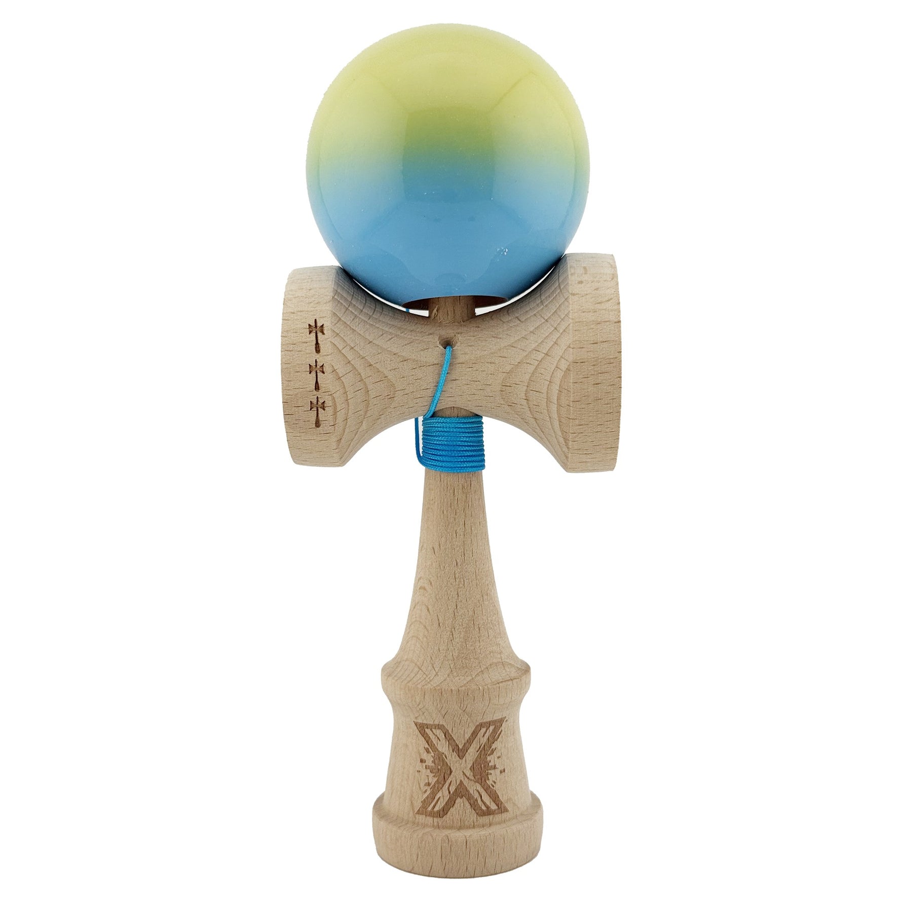 Kendama X Originala, Profesionala, Flippy, Big Cups V2, Super Sticky cu Cupe Mari, din lemn 18 cm, Rulment Metalic cu