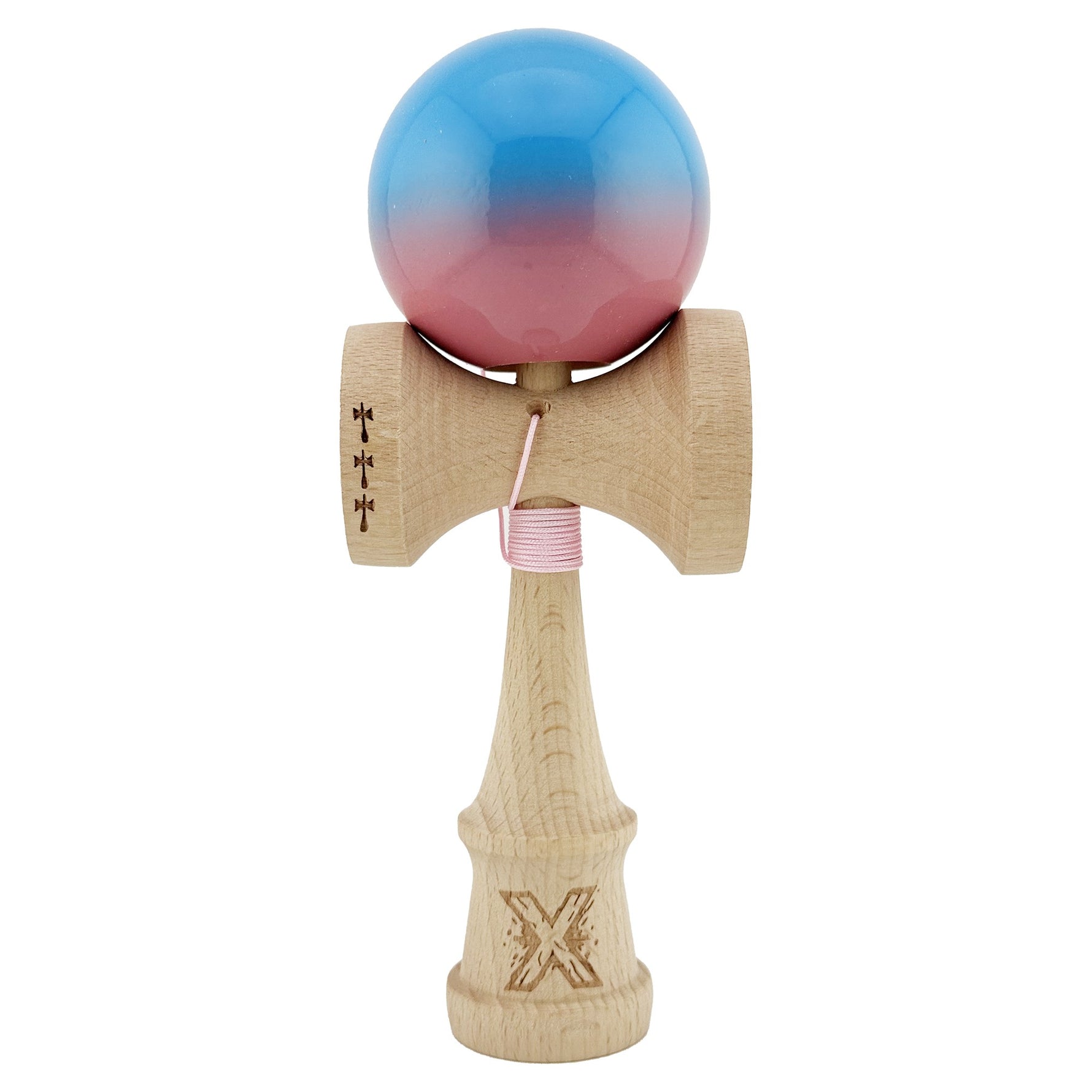 Kendama X Originala, Profesionala, Flippy, Big Cups V2, Super Sticky cu Cupe Mari, din lemn 18 cm, Rulment Metalic cu