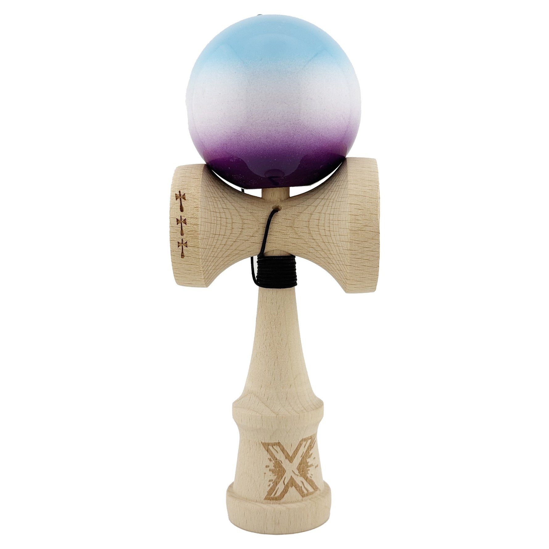 Kendama X Originala, Profesionala, Flippy, Big Cups V2, Super Sticky cu Cupe Mari, din lemn 18 cm, Rulment Metalic cu