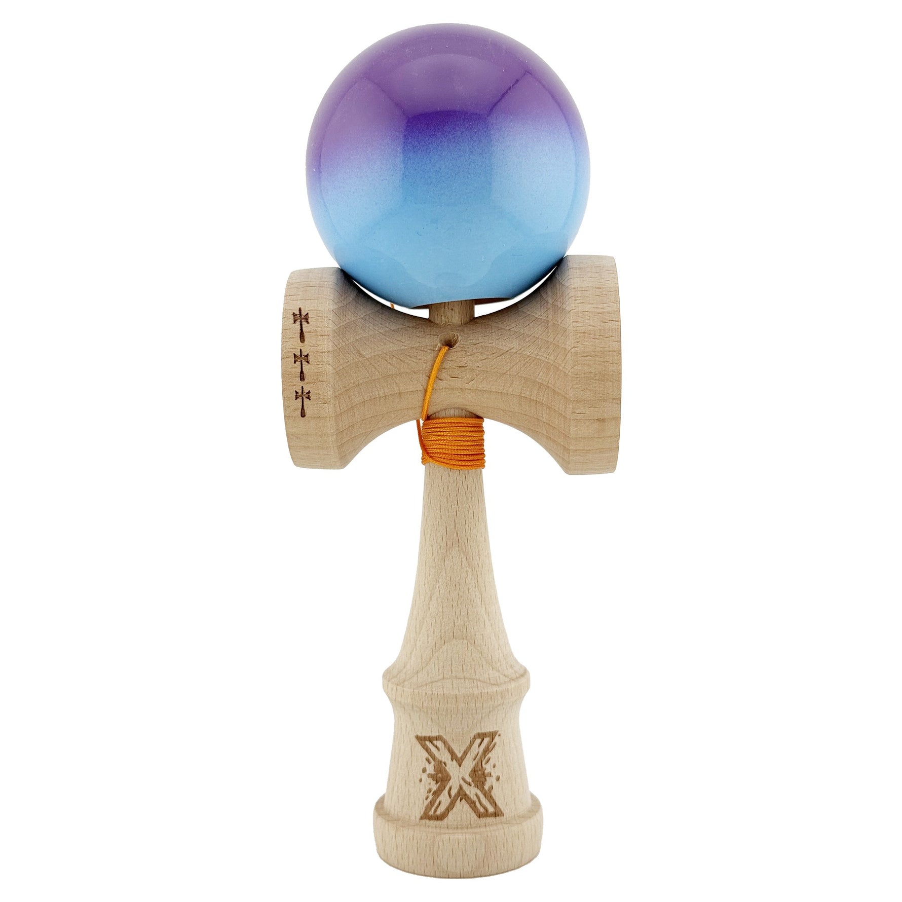 Kendama X Originala, Profesionala, Flippy, Big Cups V2, Super Sticky cu Cupe Mari, din lemn 18 cm, Rulment Metalic cu