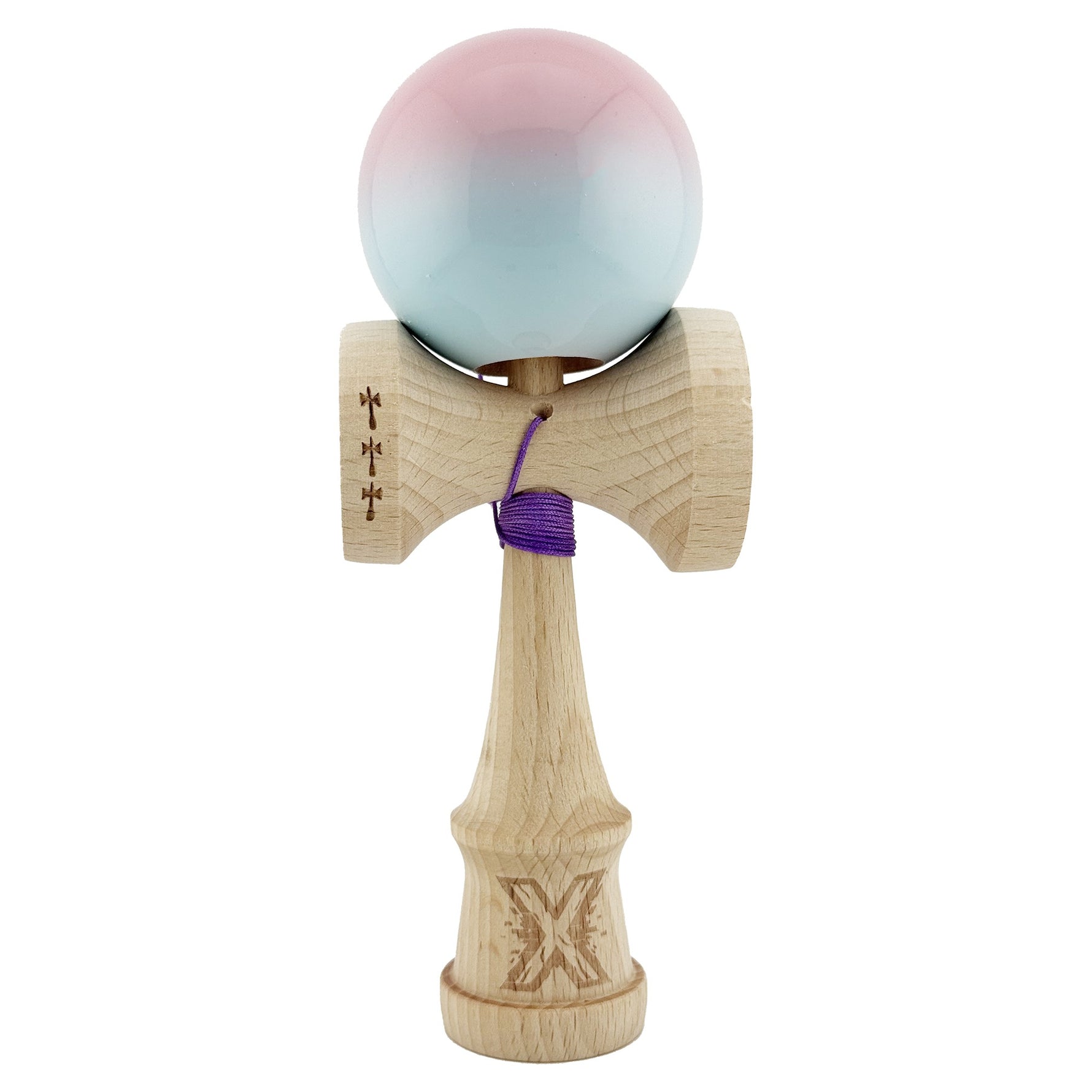 Kendama X Originala, Profesionala, Flippy, Big Cups V2, Super Sticky cu Cupe Mari, din lemn 18 cm, Rulment Metalic cu