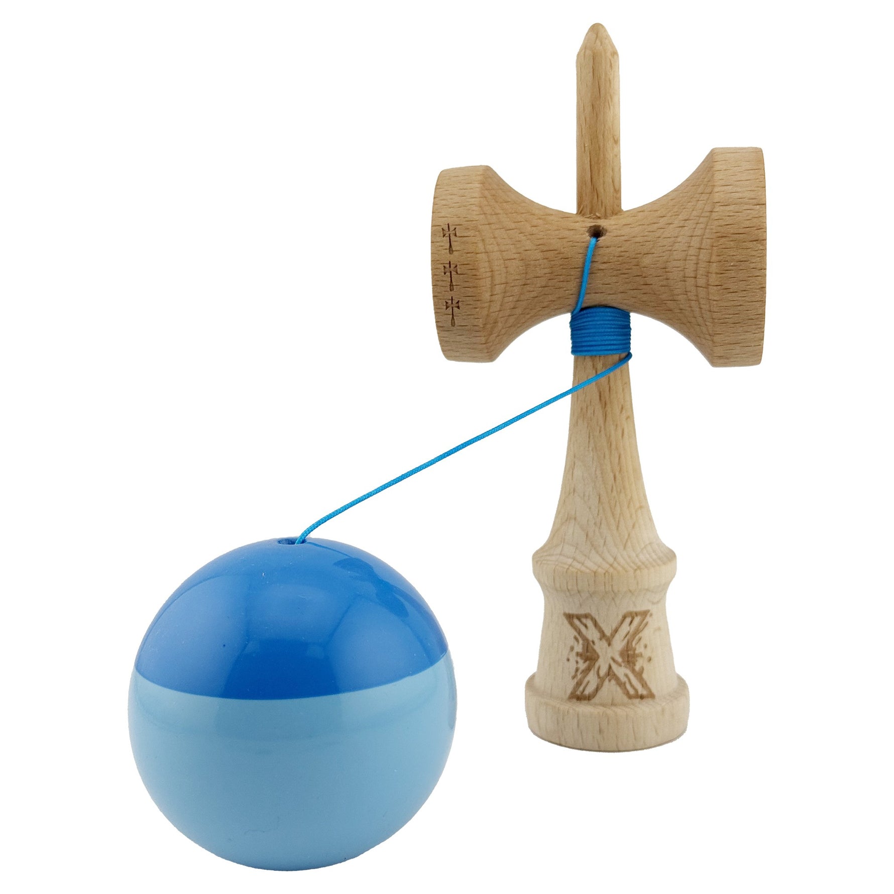 Kendama X Originala, Profesionala, Flippy, Big Cups V2, Super Sticky cu Cupe Mari, Rulment Metalic, din lemn 18 cm, Ata