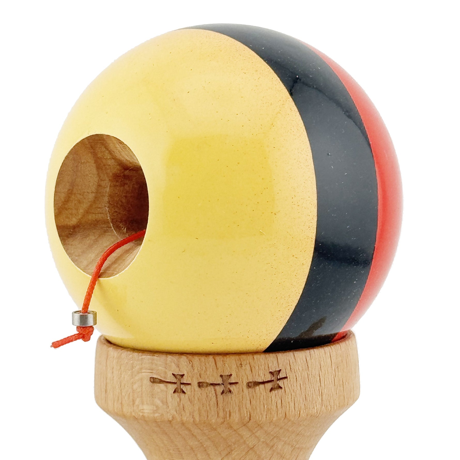 Kendama X Originala, Profesionala, Flippy, Big Cups V2, Super Sticky cu Cupe Mari, Rulment Metalic, din lemn 18 cm, Ata
