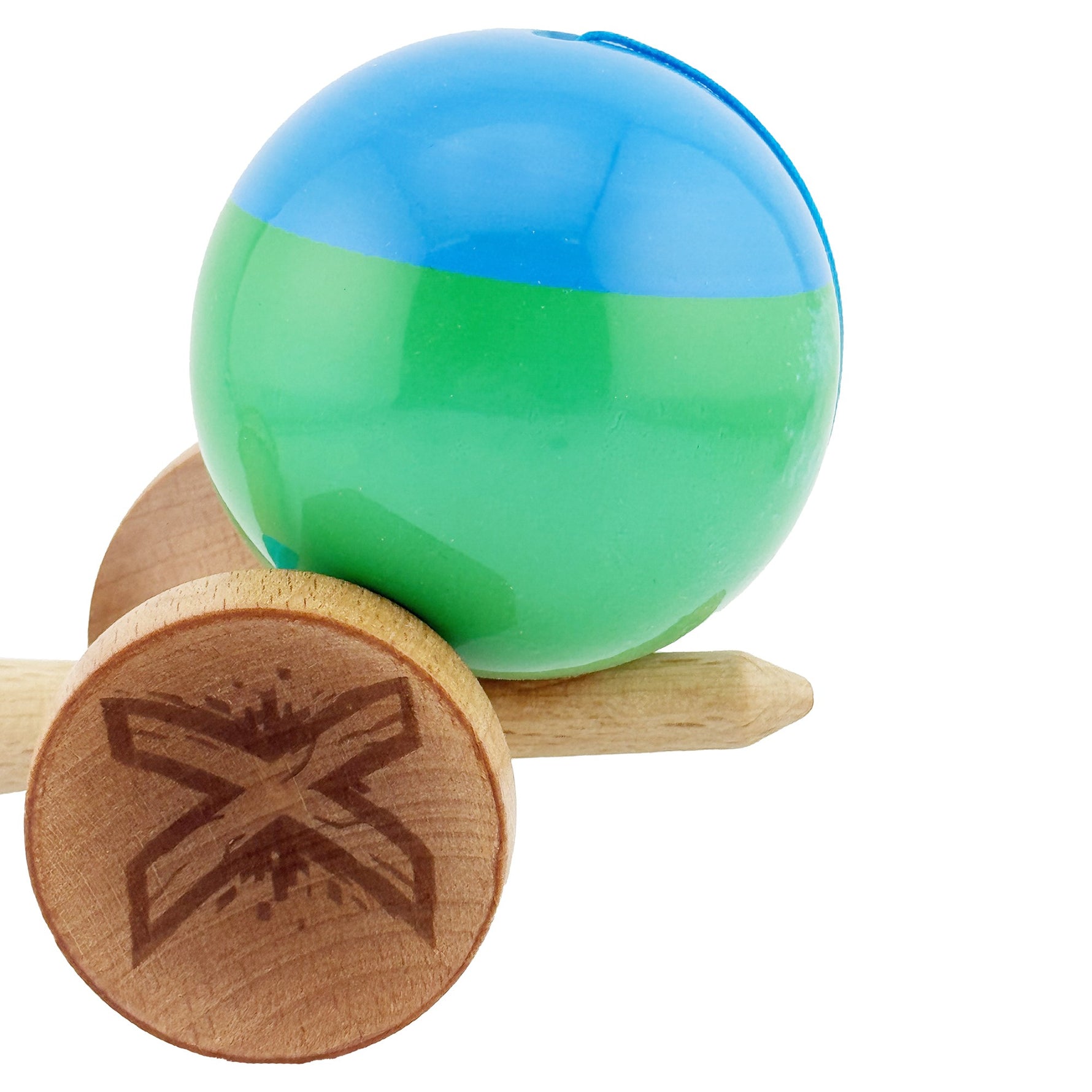 Kendama X Originala, Profesionala, Flippy, Big Cups V2, Super Sticky cu Cupe Mari, Rulment Metalic, din lemn 18 cm, Ata
