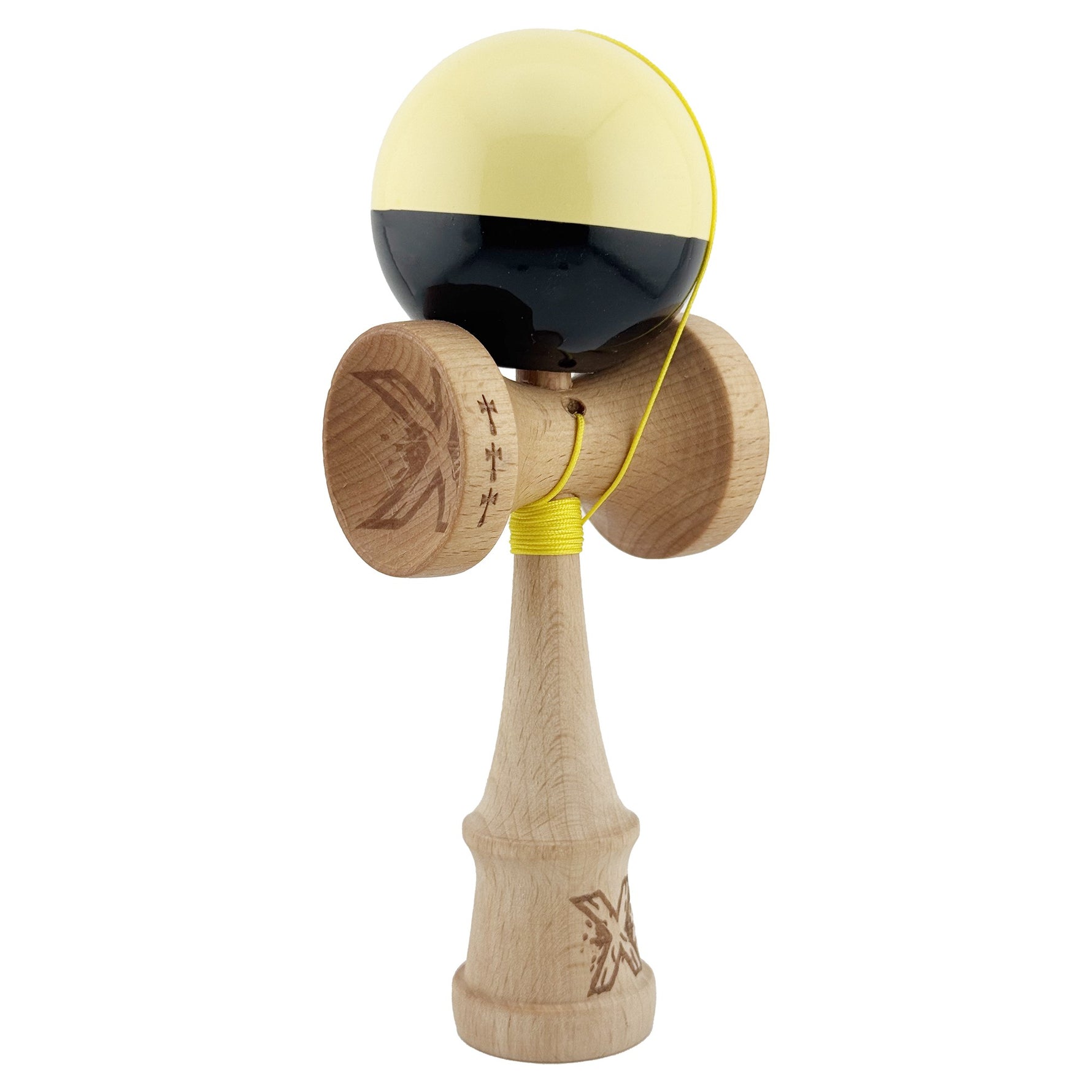 Kendama X Originala, Profesionala, Flippy, Big Cups V2, Super Sticky cu Cupe Mari, Rulment Metalic, din lemn 18 cm, Ata
