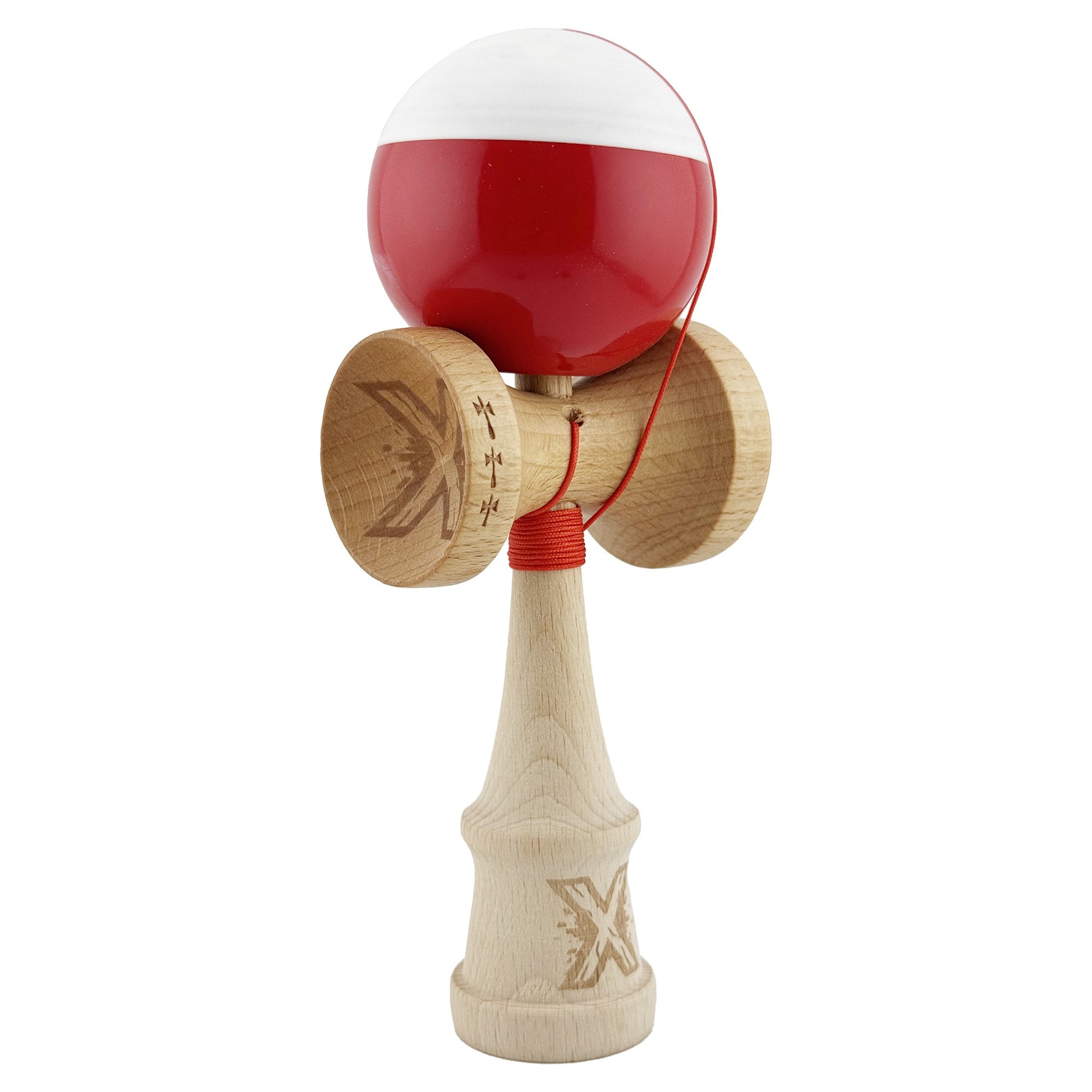 Kendama X Originala, Profesionala, Flippy, Big Cups V2, Super Sticky cu Cupe Mari, Rulment Metalic, din lemn 18 cm, Ata
