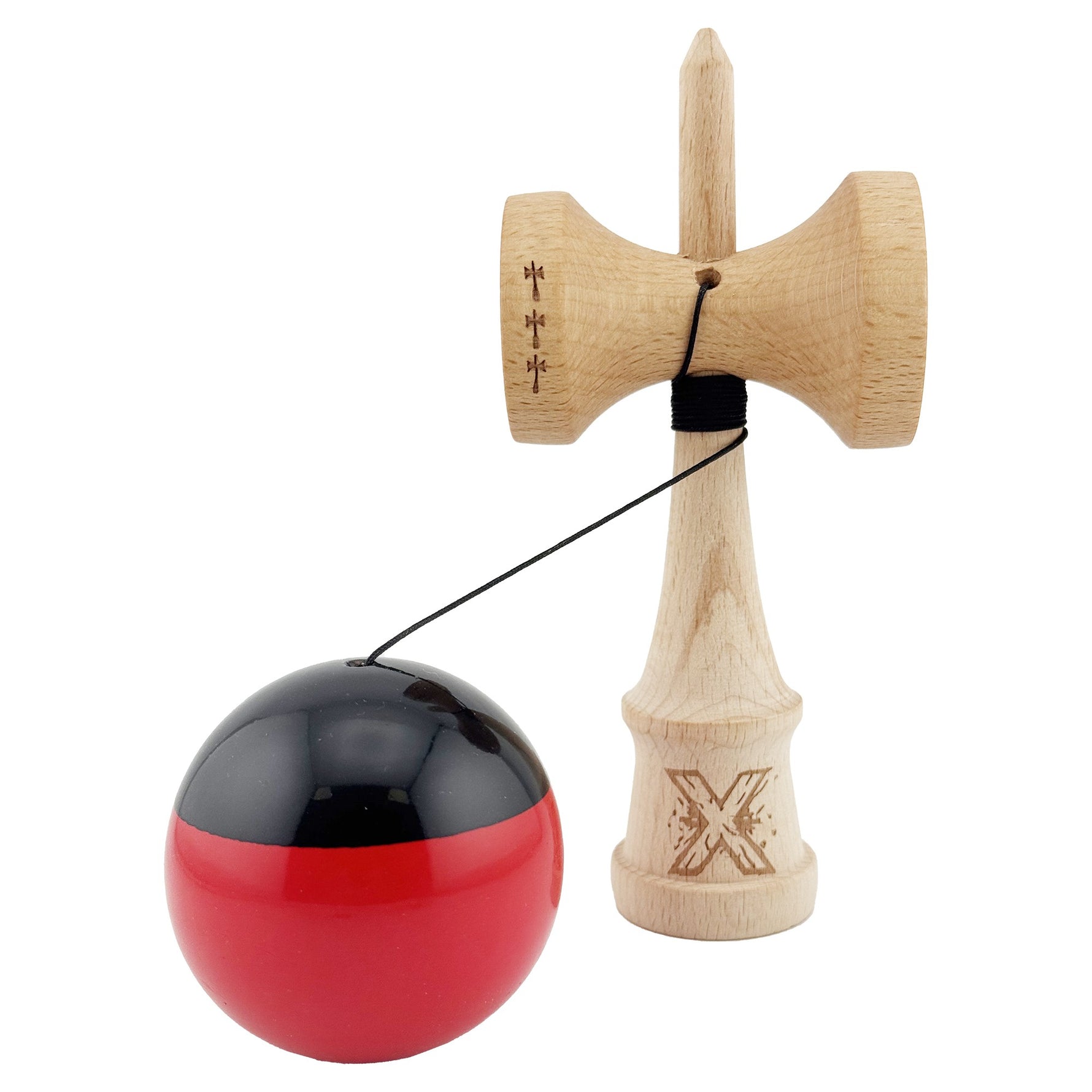 Kendama X Originala, Profesionala, Flippy, Big Cups V2, Super Sticky cu Cupe Mari, Rulment Metalic, din lemn 18 cm, Ata