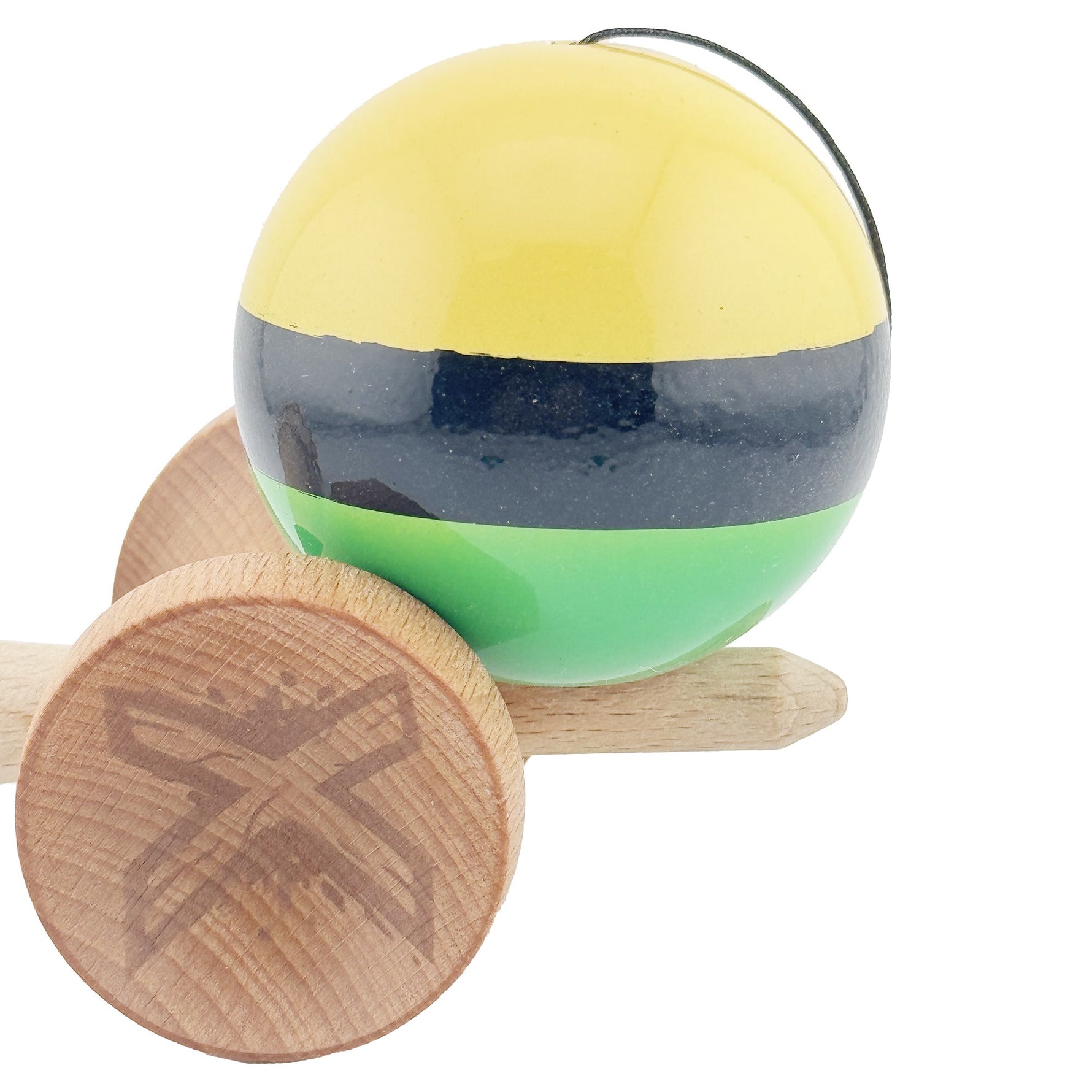 Kendama X Originala, Profesionala, Flippy, Big Cups V2, Super Sticky cu Cupe Mari, Rulment Metalic, din lemn 18 cm, Ata