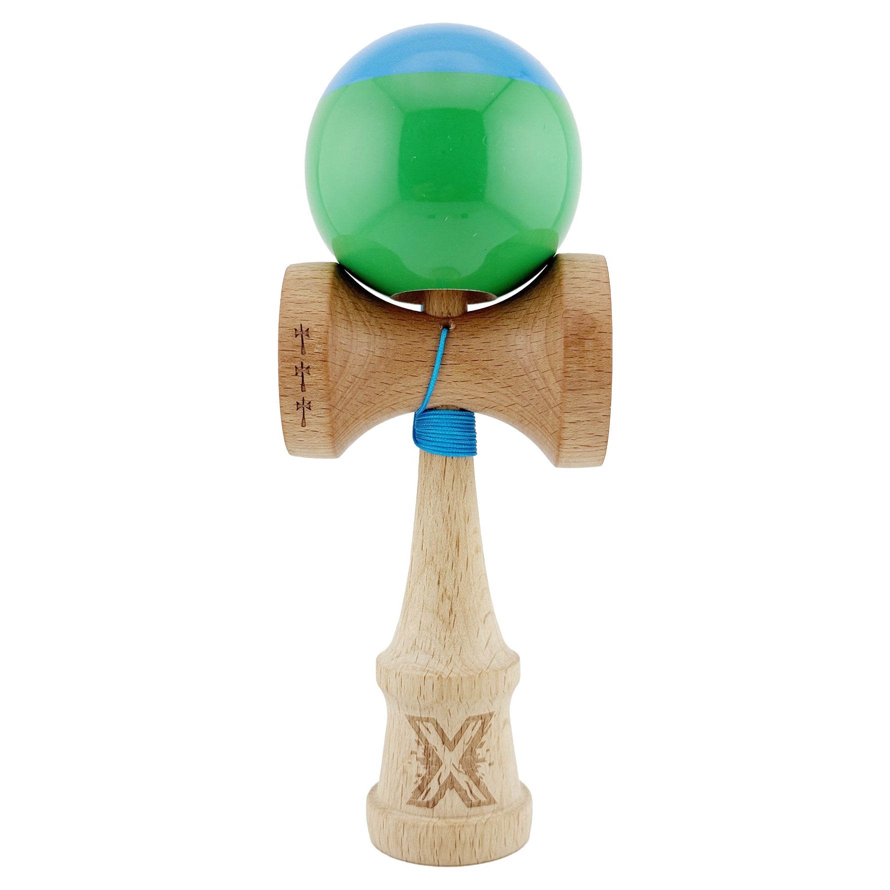 Kendama X Originala, Profesionala, Flippy, Big Cups V2, Super Sticky cu Cupe Mari, Rulment Metalic, din lemn 18 cm, Ata