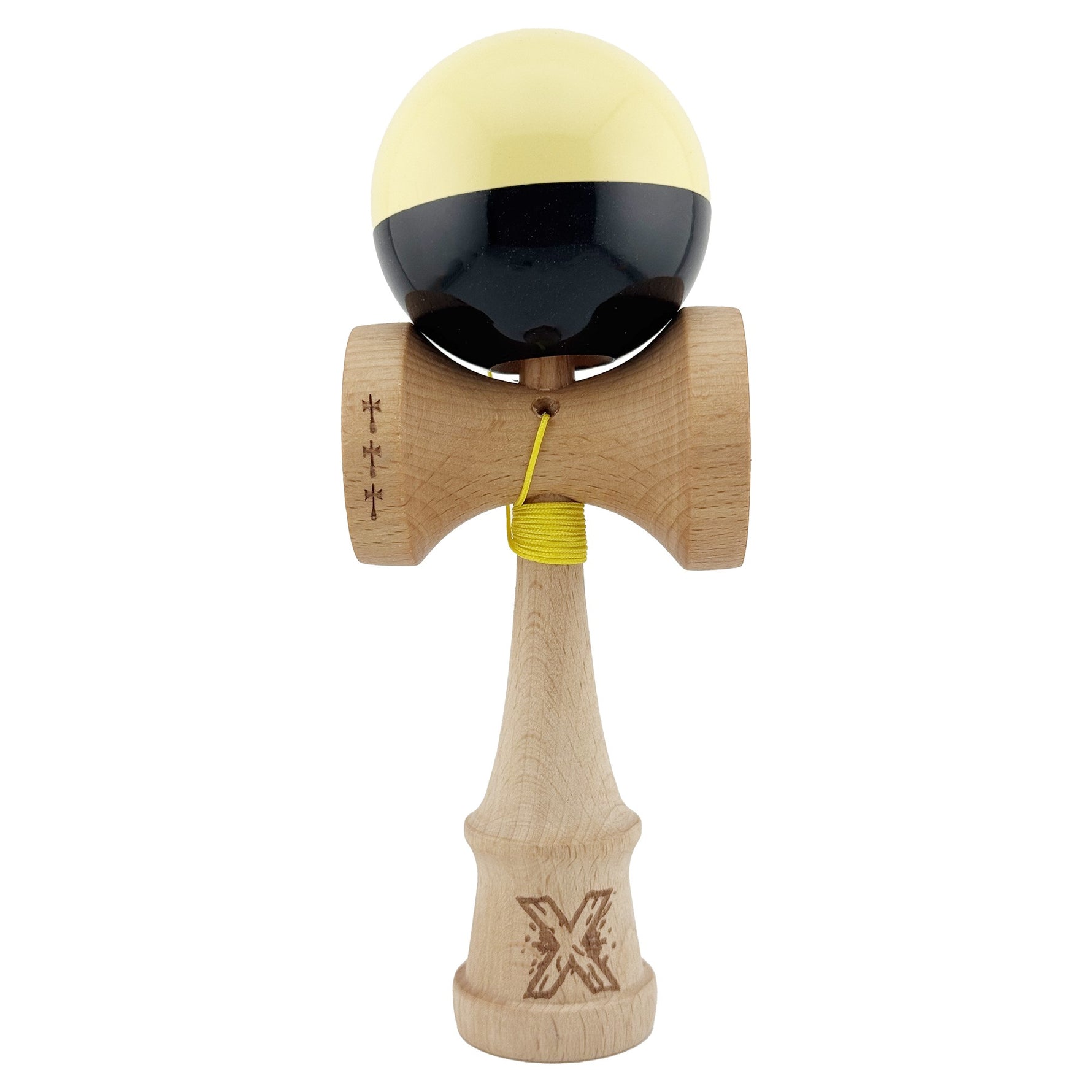 Kendama X Originala, Profesionala, Flippy, Big Cups V2, Super Sticky cu Cupe Mari, Rulment Metalic, din lemn 18 cm, Ata