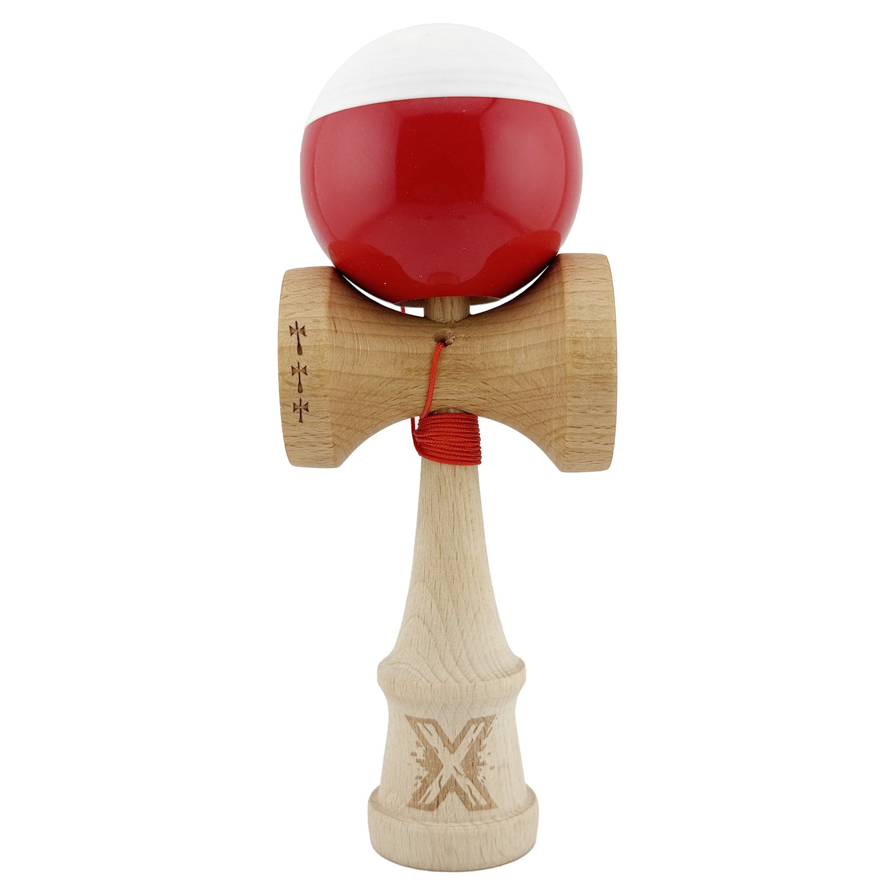 Kendama X Originala, Profesionala, Flippy, Big Cups V2, Super Sticky cu Cupe Mari, Rulment Metalic, din lemn 18 cm, Ata