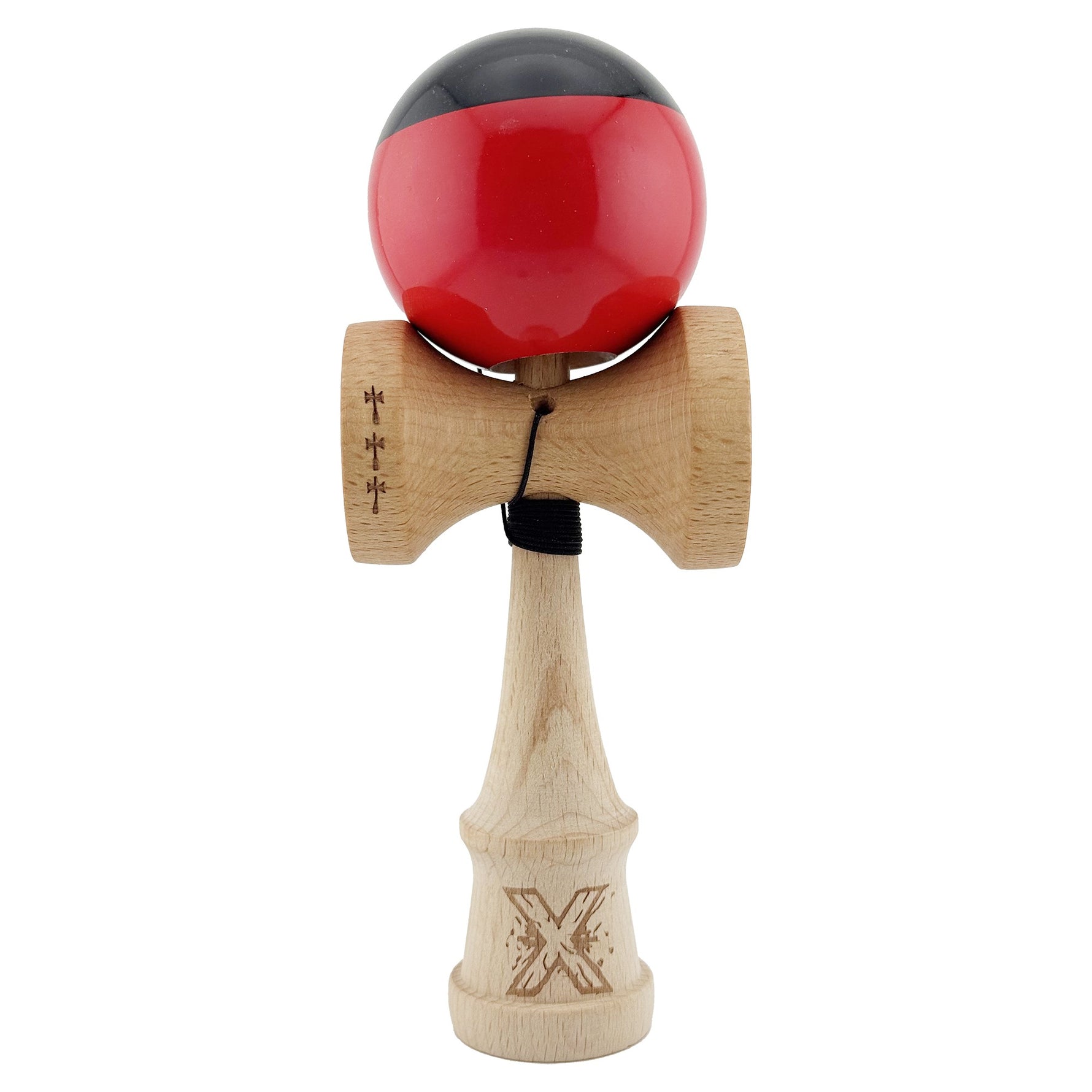 Kendama X Originala, Profesionala, Flippy, Big Cups V2, Super Sticky cu Cupe Mari, Rulment Metalic, din lemn 18 cm, Ata